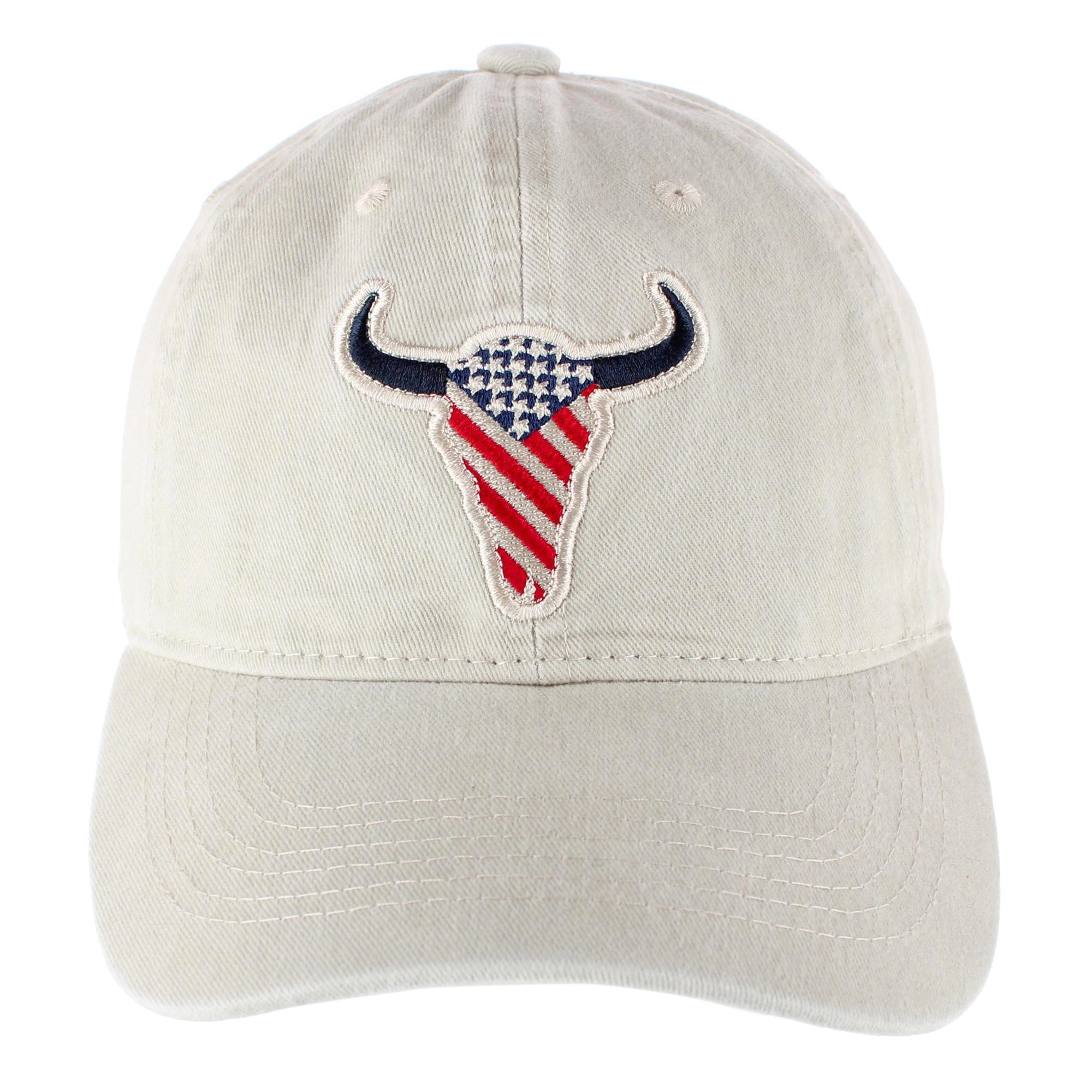 CTM Men's American Bison Patriotic Flag Baseball Cap