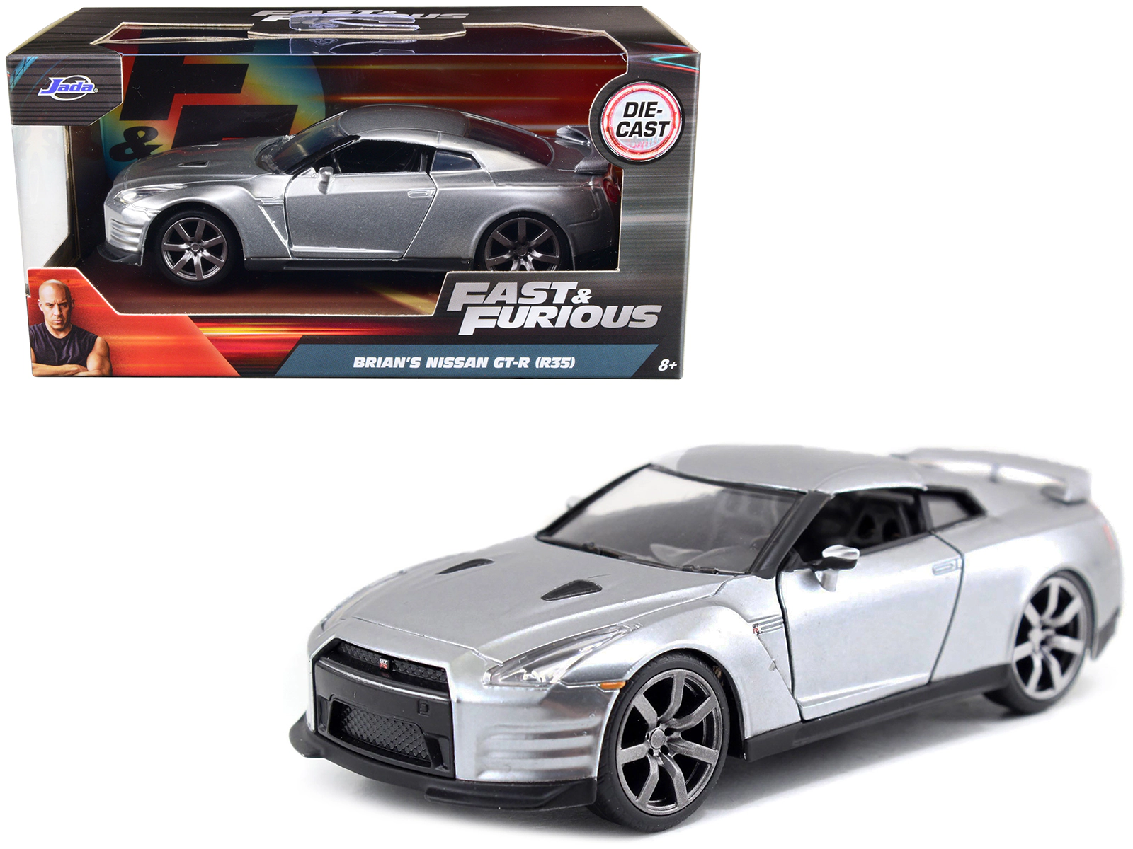 Jada Brian's Nissan GT-R (R35) Silver Metallic "Fast & Furious" Movie 1/32 Diecast Model Car by Jada