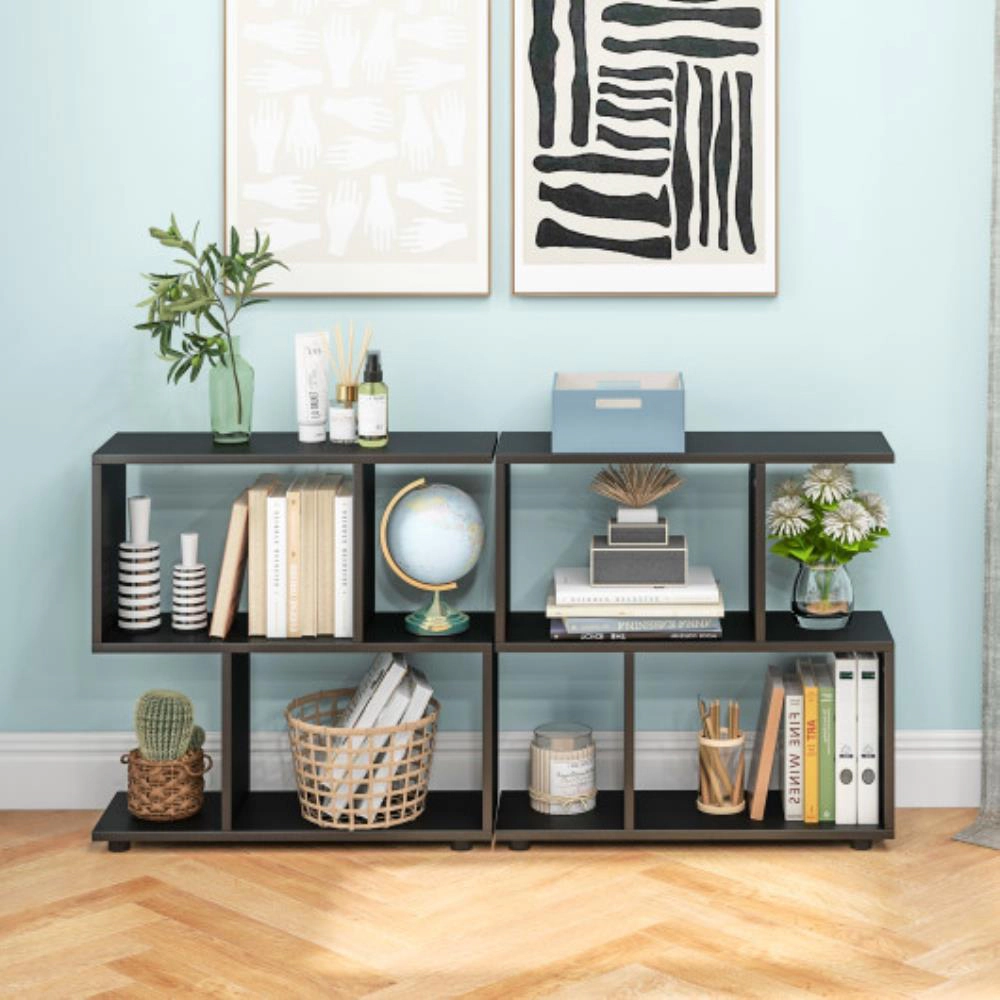 Hivvago 24 Inch 3-Tier Geometric Bookshelf with Thick Foot Pads