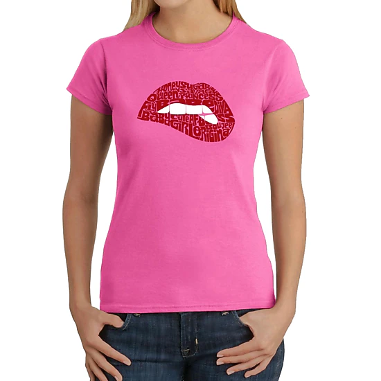 LA Pop Art Women's Word Art T-Shirt - Savage Lips
