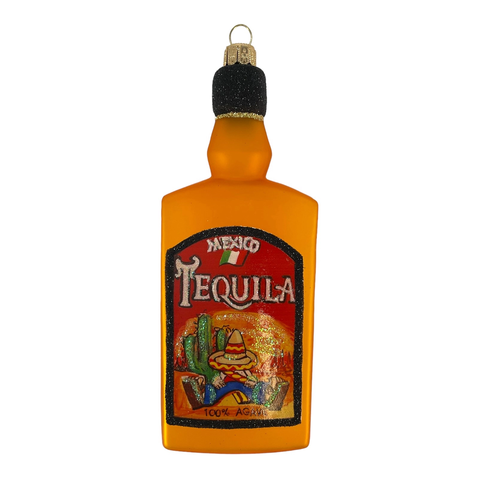 Pinnacle Peak Trading Company Mexican Tequila Bottle Polish Blown Glass Christmas Tree Ornament