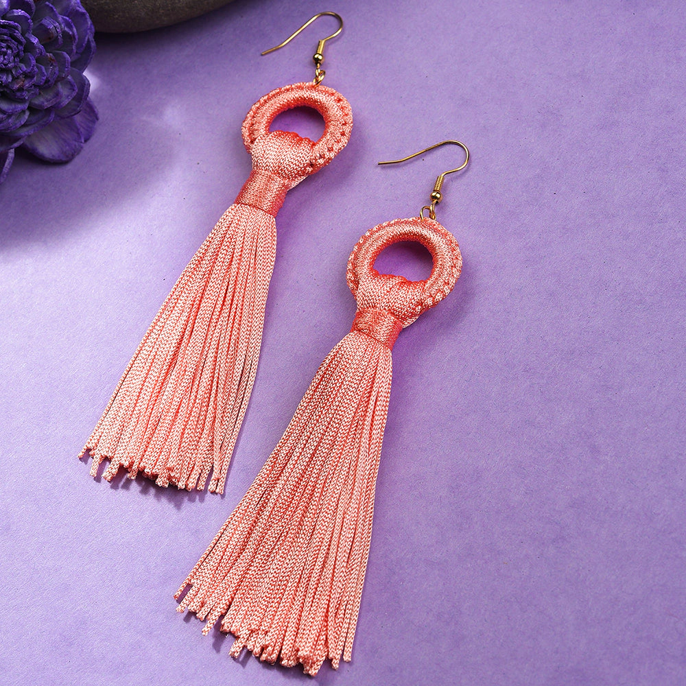 SOHI Women's Pink Tassel Drop Earrings