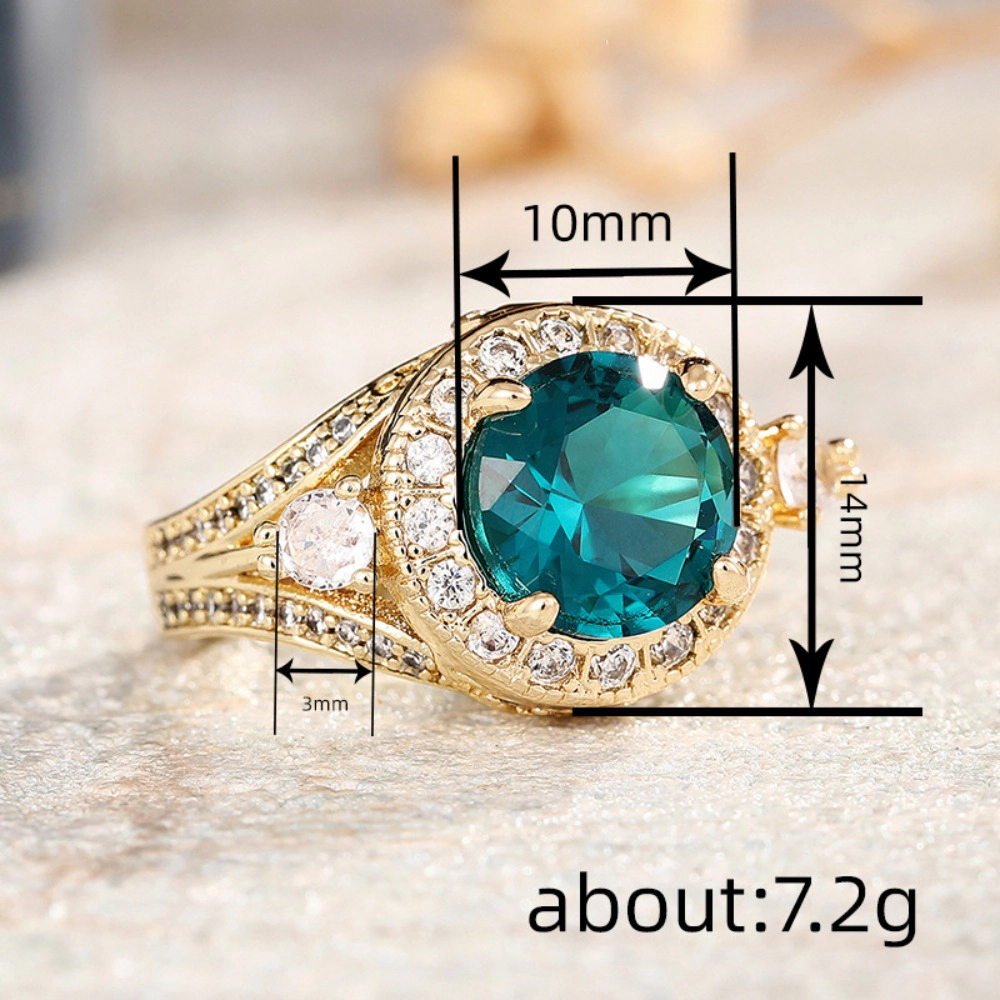Luxury Green Synthetic Gemstone Engagement Ring
