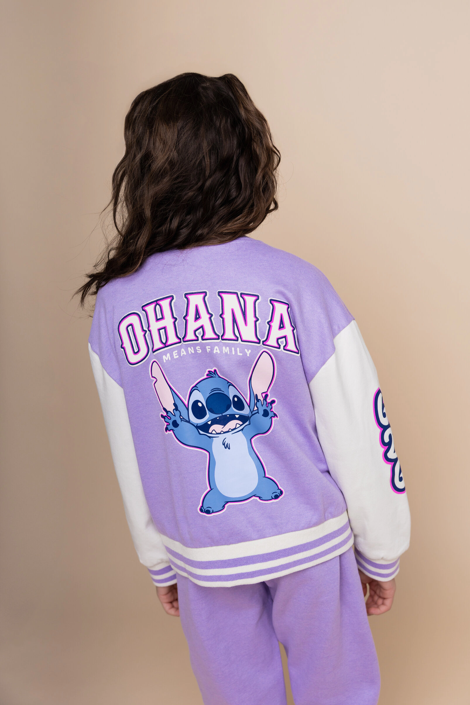 Disney Lilo & Stitch Girls' Fleece Varsity Jacket and Joggers Set