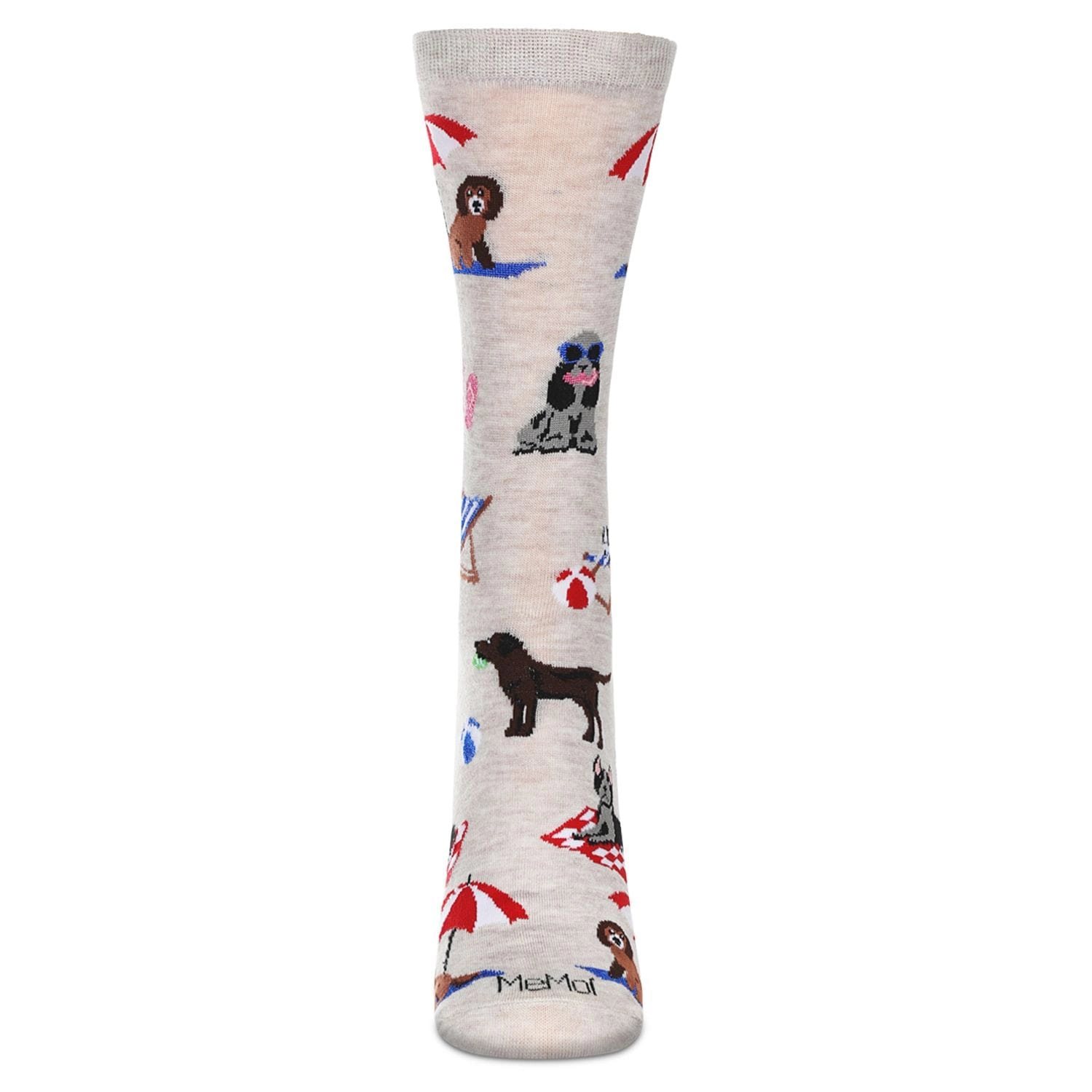 MeMoi Women's Dogs On Beach Bamboo Crew Socks