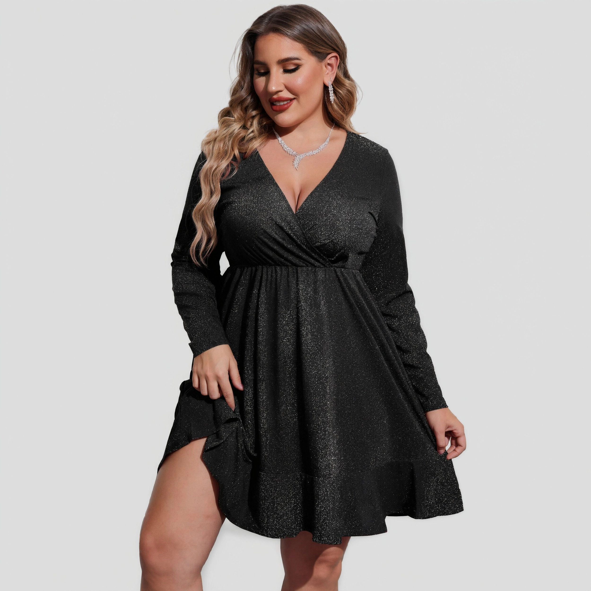 Zeagoo Women's V Neck Long Sleeve Wrap Dress