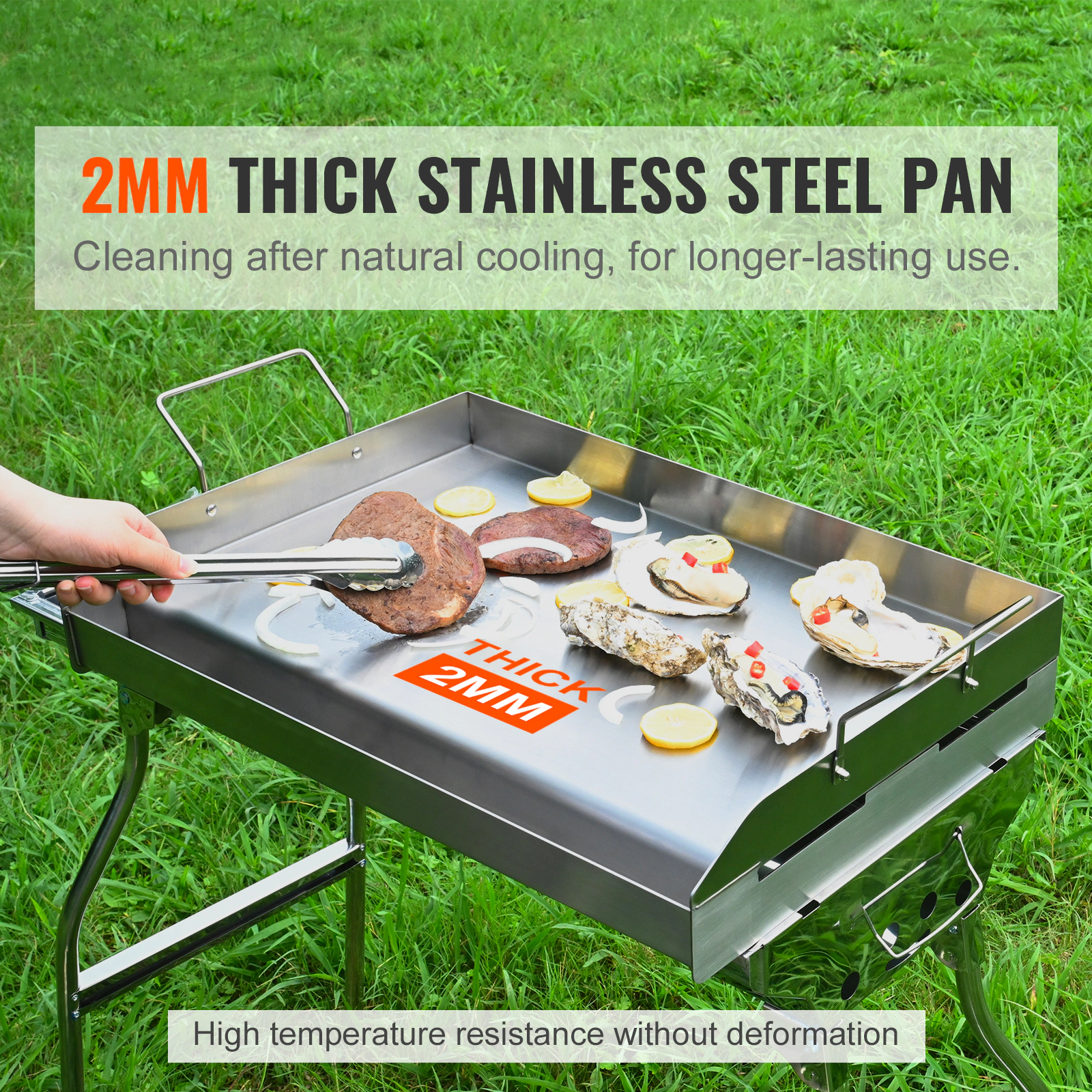 HONGGE 23.5 x 16 Inch Double Burner Stove Top Griddle, Non-Stick Stainless Steel Grill Pan with Oil Groove & Handle