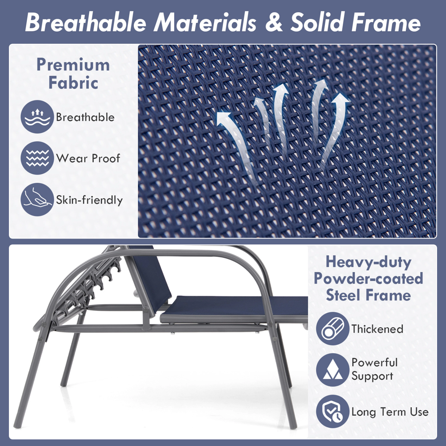 Hivvago Adjustable Patio Chaise Folding Lounge Chair with Backrest