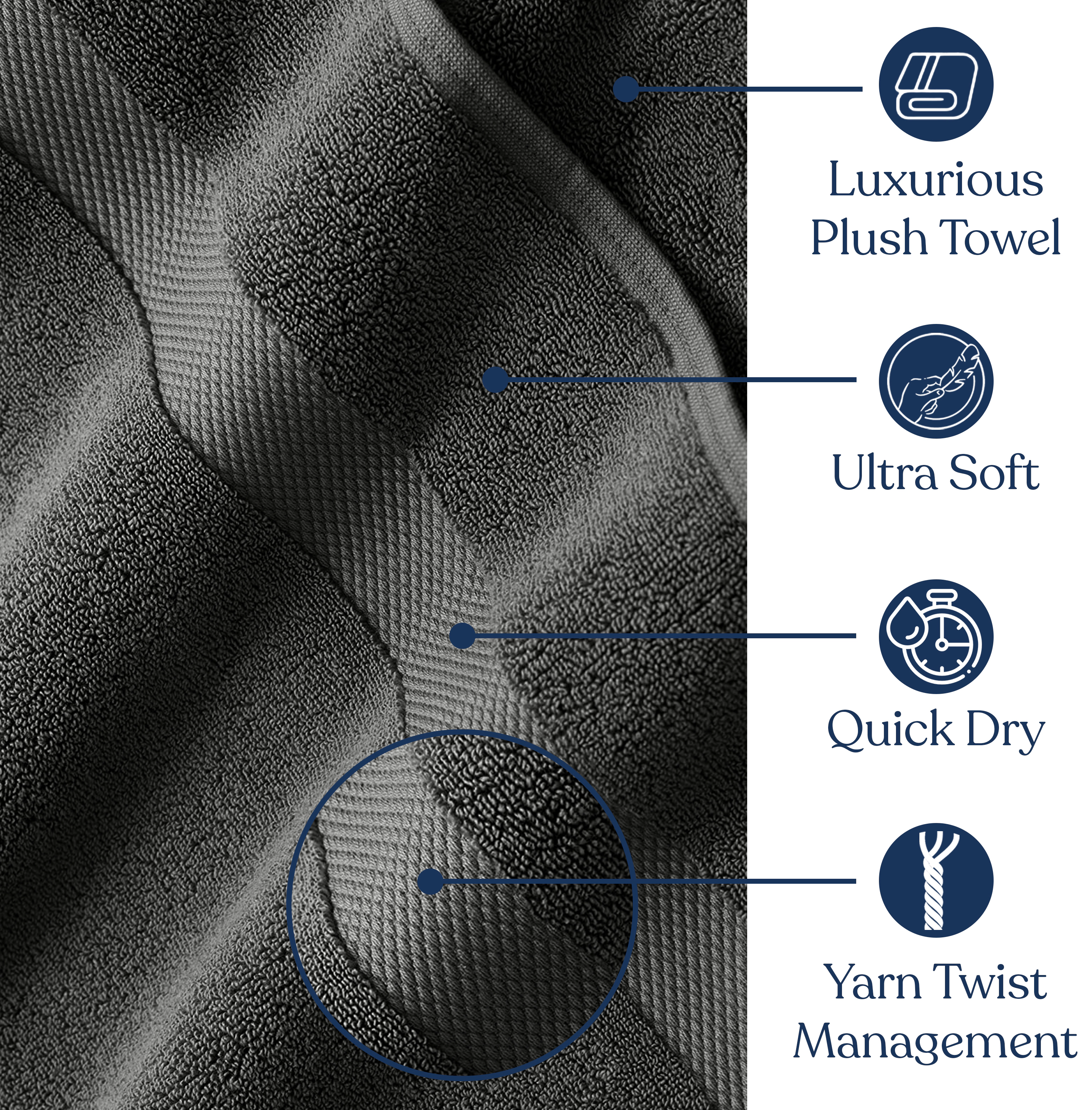 Delara Organic Cotton Luxuriously Plush Towels GOTS and Oeko-TEX Certified Feather Touch Technology Towel Set 10 Piece