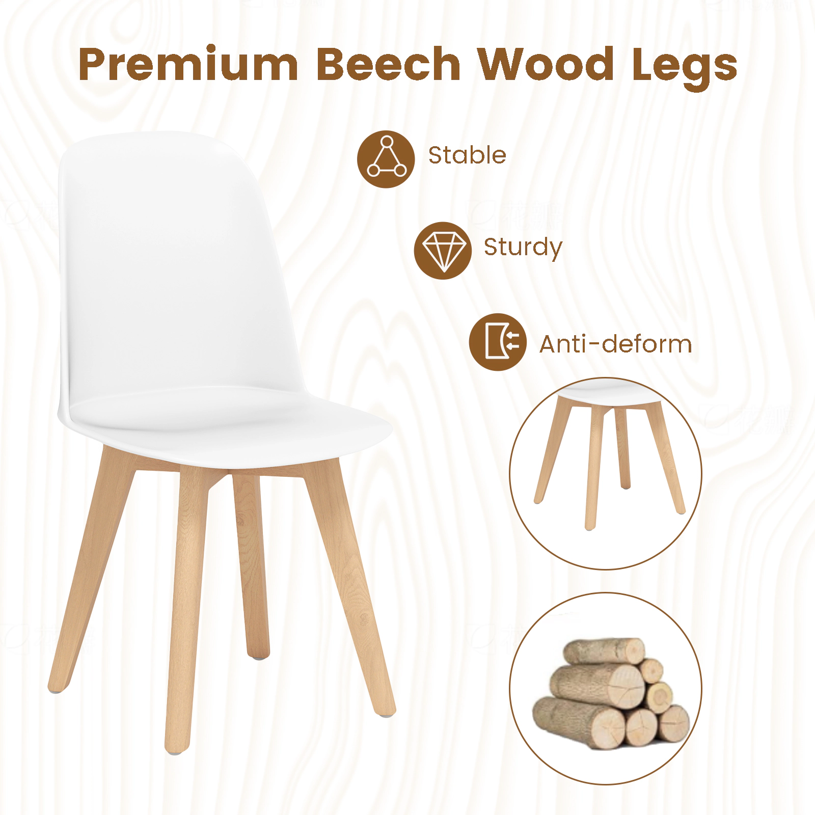 SUGIFT Modern Solid Beech Wood Legs and Tilt Backrest 330-lb Set of 2 Dining Chairs
