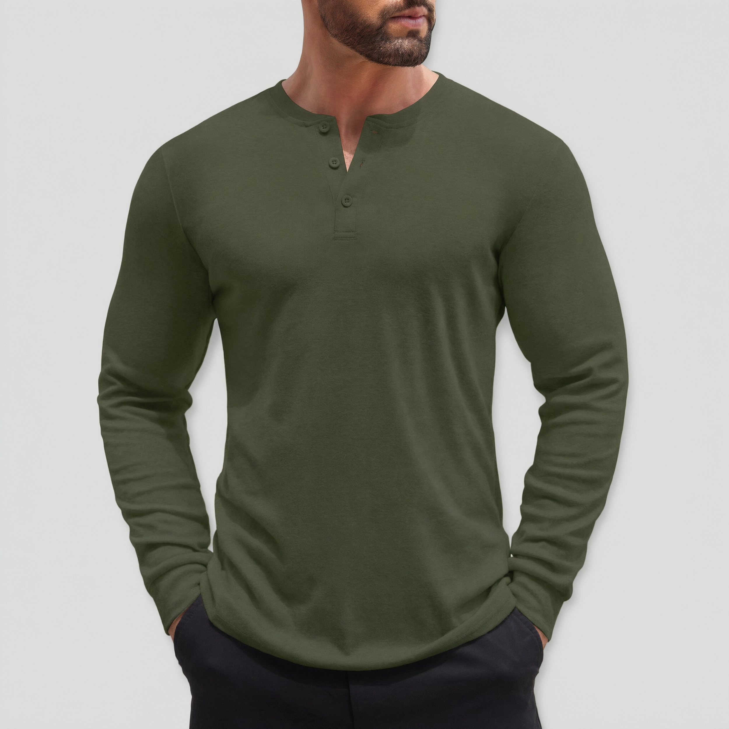 COOFANDY Men's Regular Fit Long Sleeve Henley Shirt