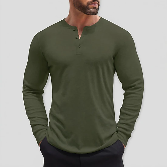 COOFANDY Men's Regular Fit Long Sleeve Henley Shirt