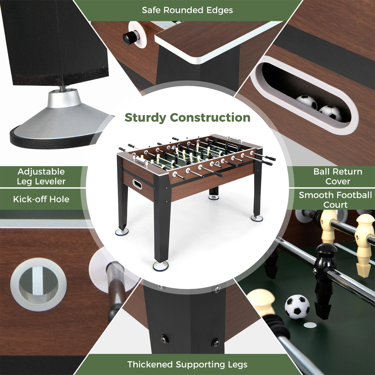 SUGIFT 54-in Competition Size Foosball Soccer Game Table with 8 Steel Rods 26 Players and 2 Footballs