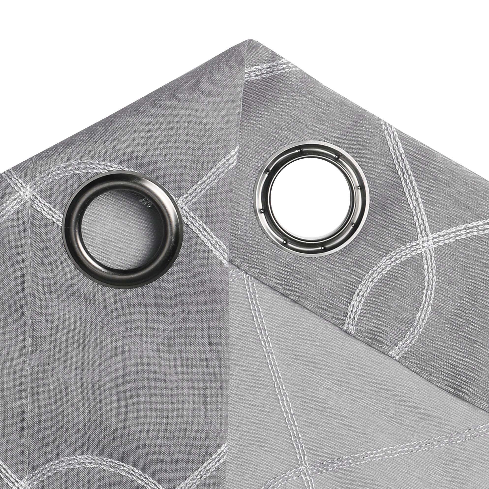 Kate Aurora 2 Piece Clarabelle Embroidered Lattice Matte Sheer Grommet Top Curtain Panels - 84 In. Long