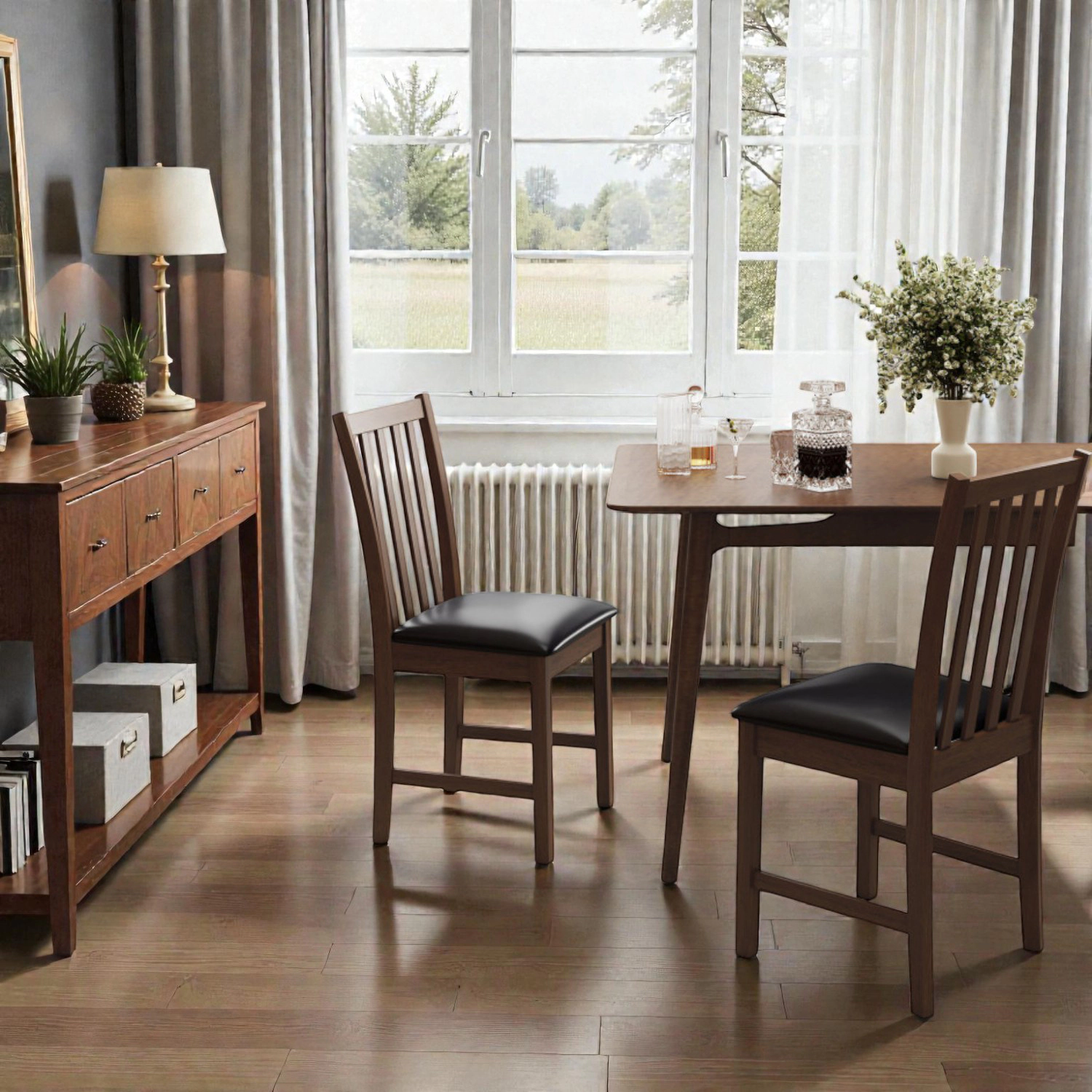 Hivvago Wooden Dining Chair Set with Padded Seats