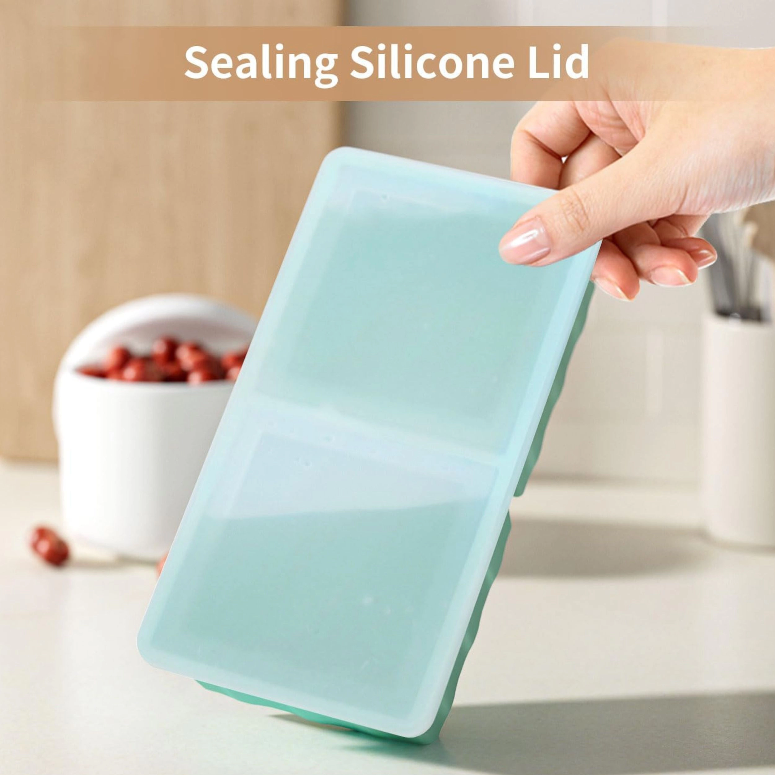 Stock Preferred Pack of 2 Cup Silicone Freezer Trays with Lids for Soup and Meal Prep