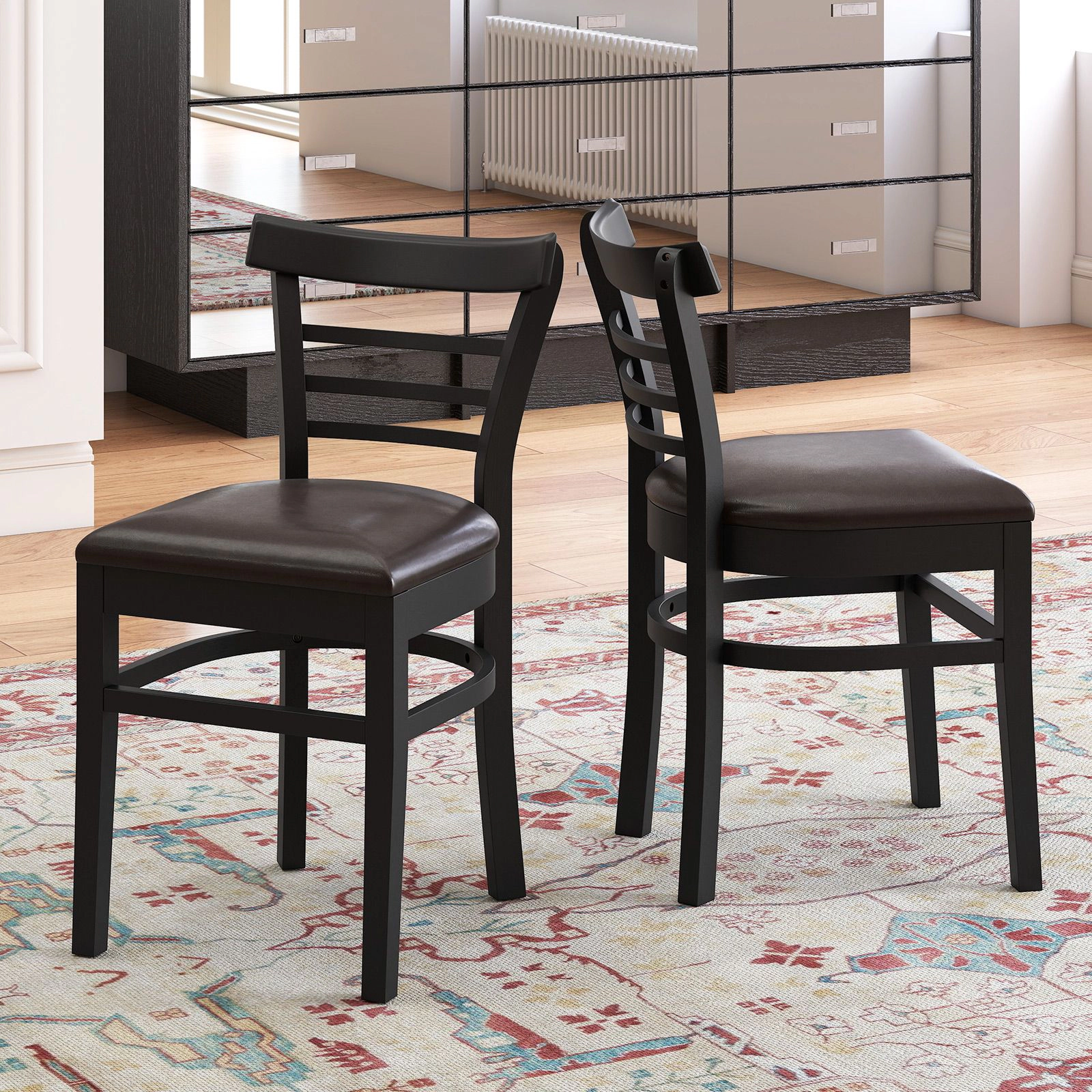 SlickBlue Unisex Set of 2 Padded Dining Chairs with Curved Backrests