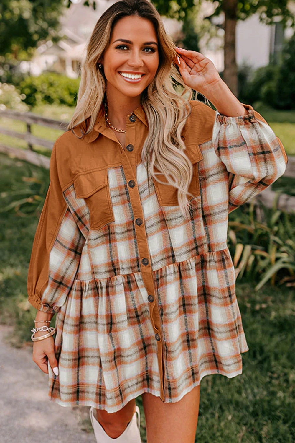 Threaded Pear Leila Ruffle Hem Tunic Shirt