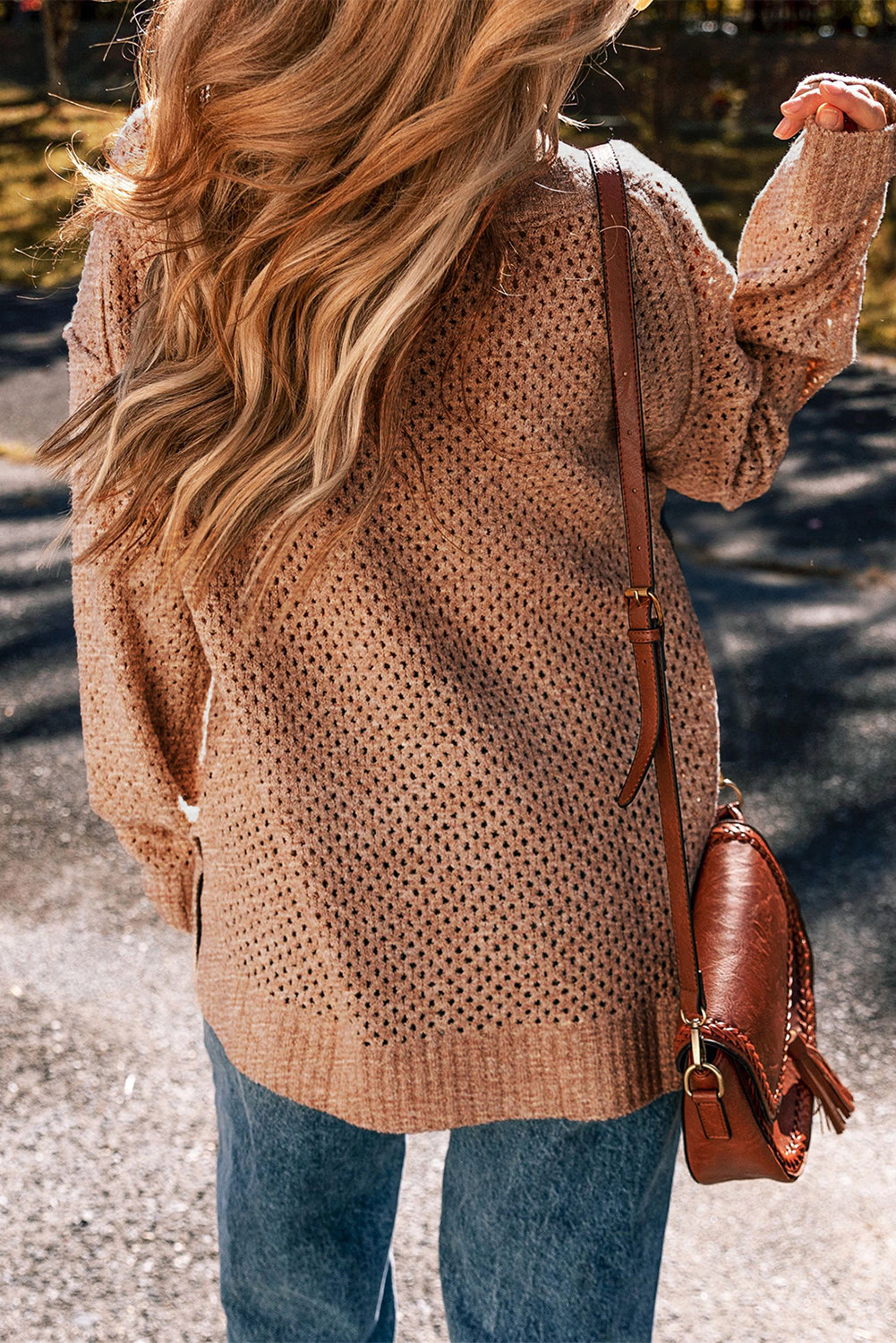 Threaded Pear Women's Luciana Eyelet Drop Shoulder Sweater