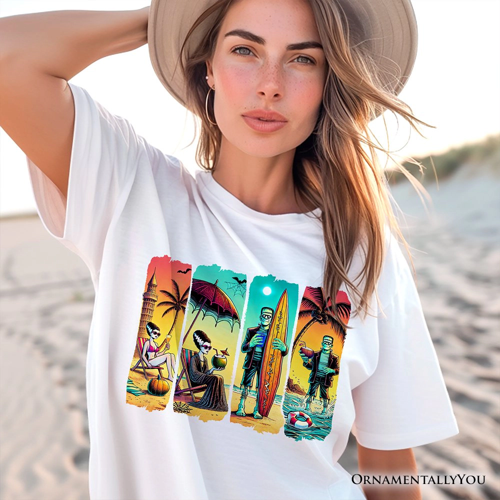 OrnamentallyYou Unisex Frankenstein's Beach Vacation T-Shirt