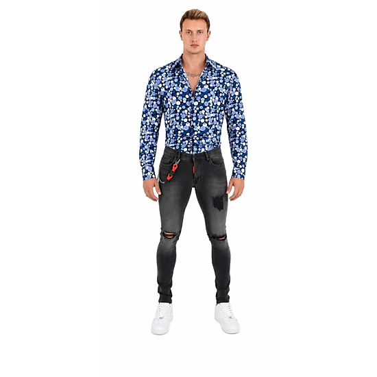 Elie Balleh Slim Fit Mens Dot Print Shirt Button Down Shirt