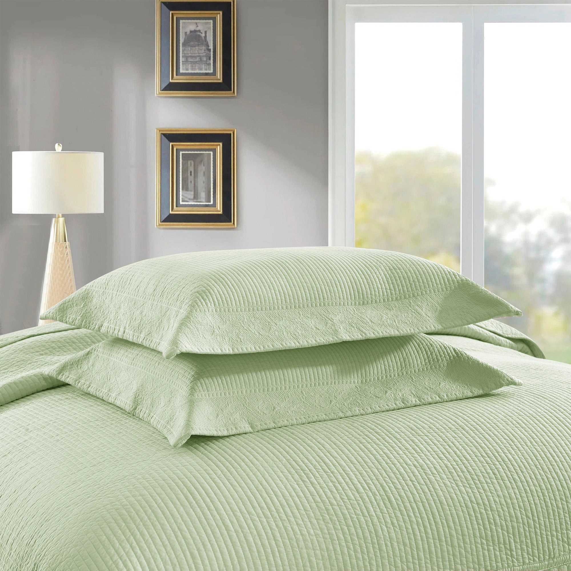 MarCielo 3 Piece 100% Cotton Oversize Quilt Bedspread Set, Embroidery Farmhouse Bedding Set