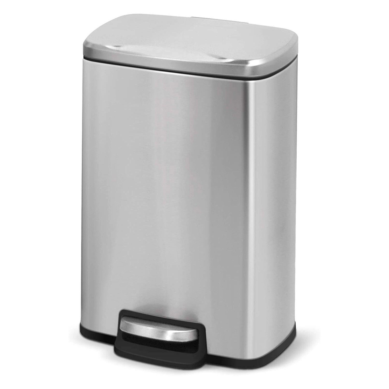 Innovaze 1.3 Gal./5 Liter Rectangular Stainless Steel Step-on Trash Can for Bathroom and Office