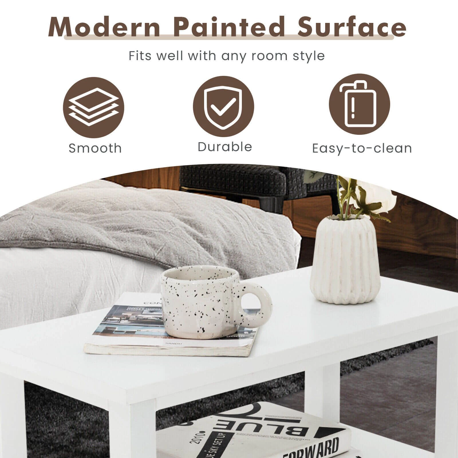 SlickBlue Modern Wooden Bedside Table with Drawers and Shelves