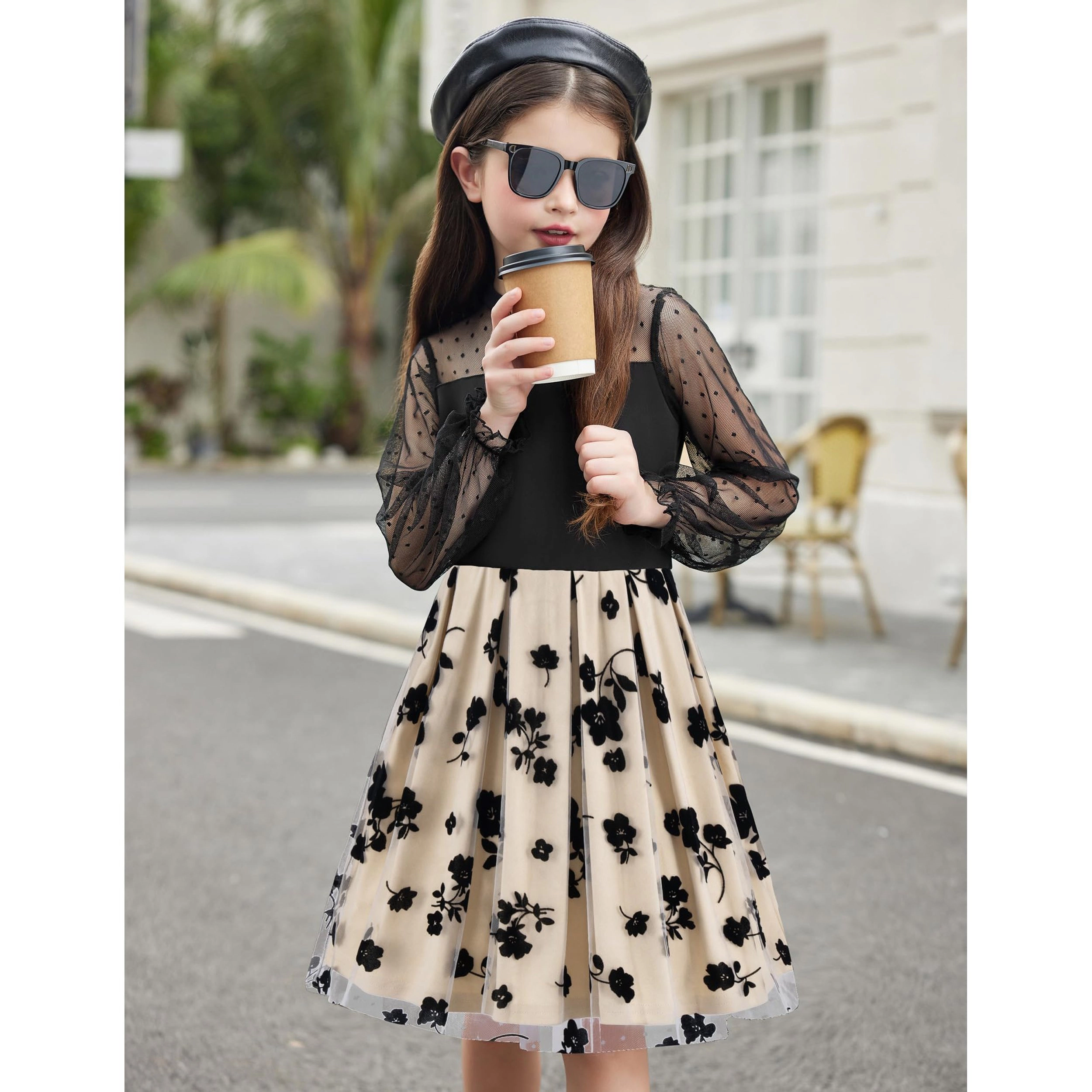 Arshiner Summer Dresses For Teen Girls Spring Long Sleeve Casual Easter Tulle Fairy Dress
