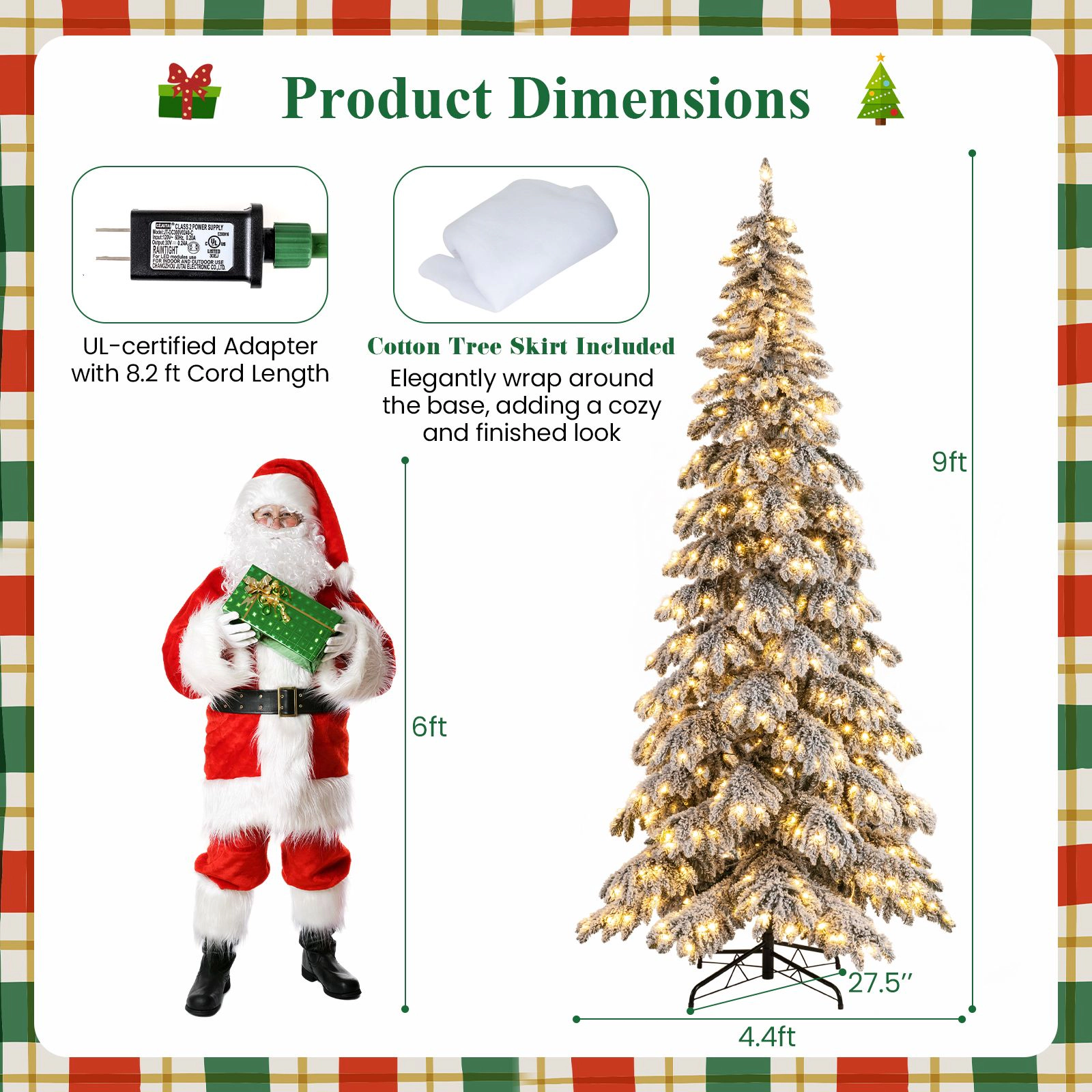 SlickBlue White Snow Flocked Christmas Tree with Foot Pedal Control