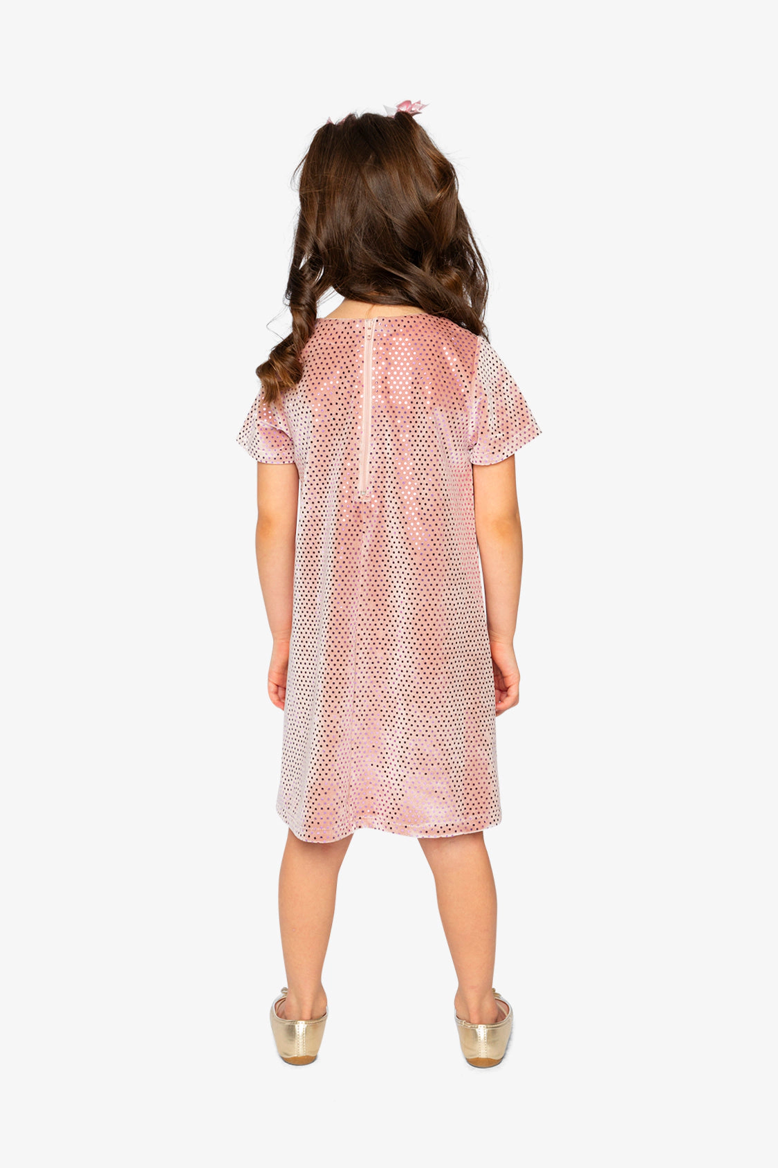 Deux par Deux Girls Short Sleeve A-Line Velour Blend Dress