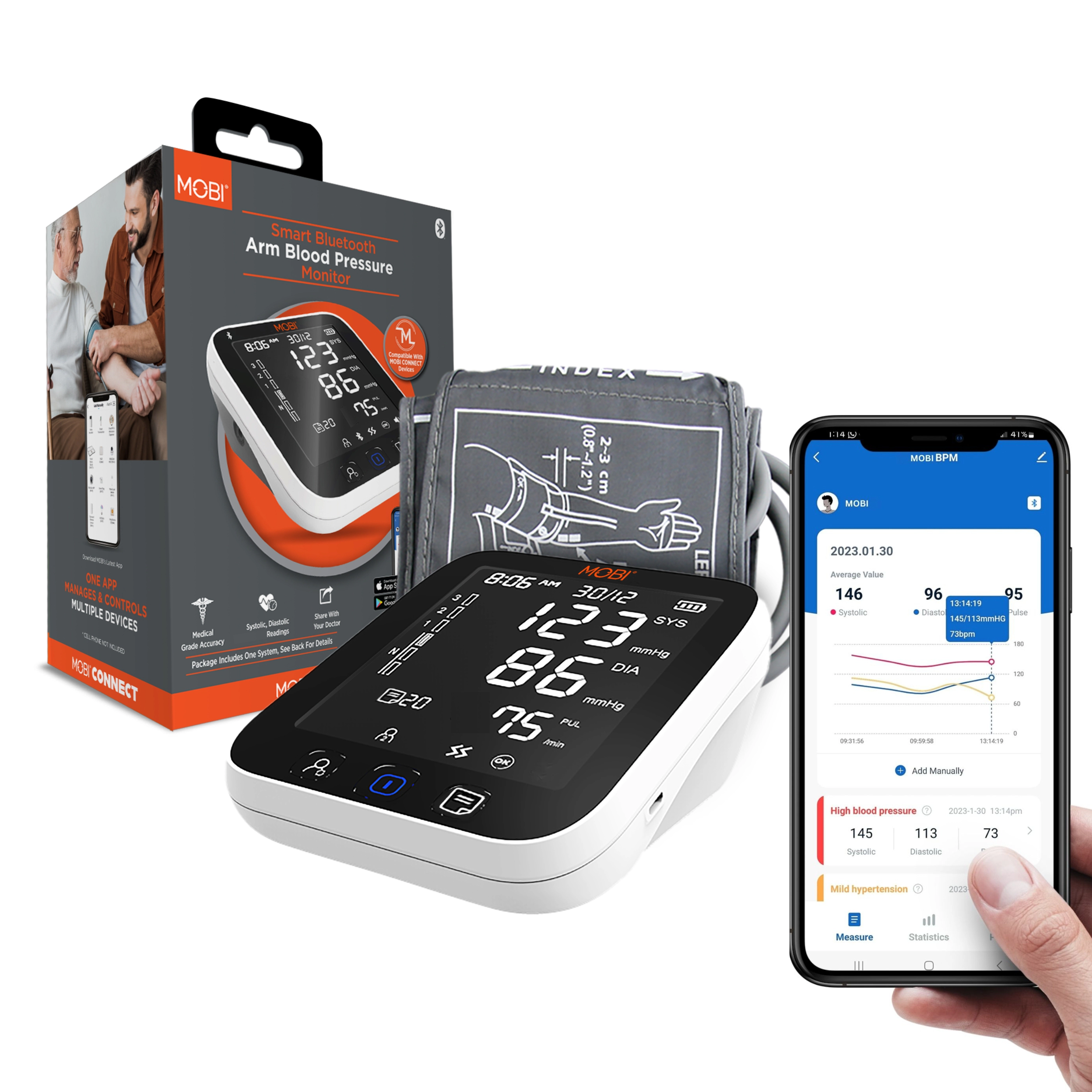 MOBI Smart Bluetooth Arm Blood Pressure Monitor