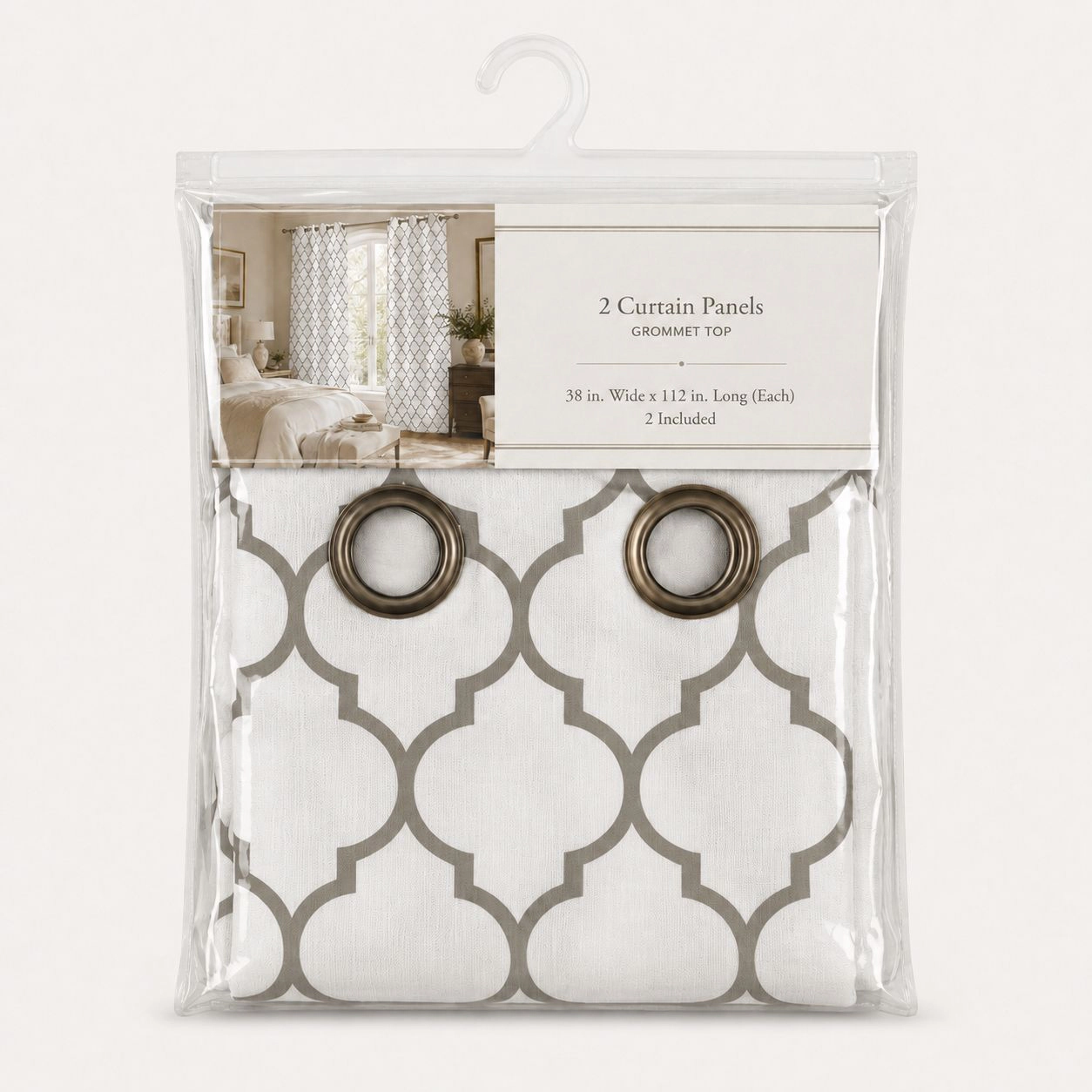 Kate Aurora Extra Long Fallon 2 Piece Sheer Lattice Design Grommet Top Window Curtain Panels - 112 in.
