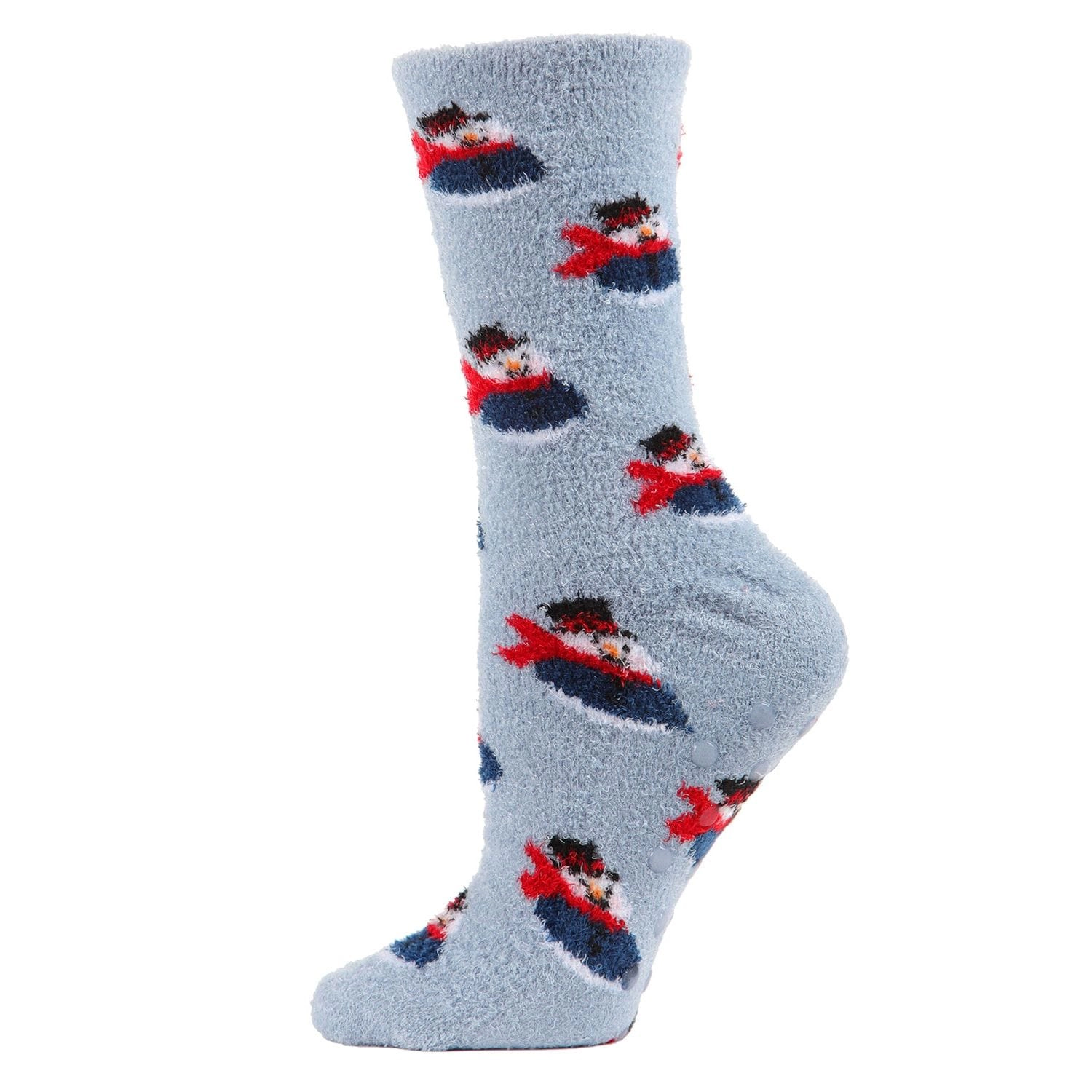 MeMoi Snowman Cozy Non-Slip Crew Socks