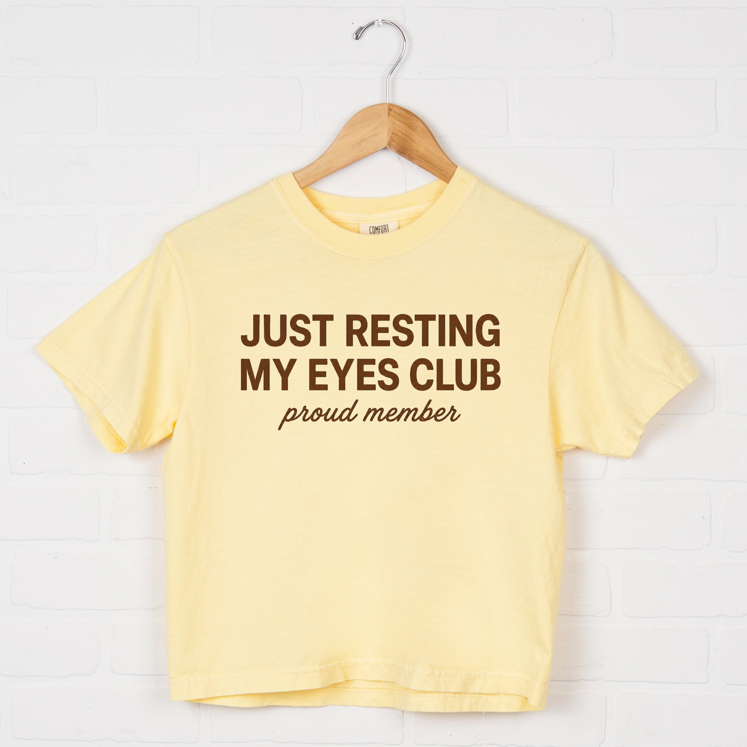 Simply Sage Market - Women's Boxy Crop Top Graphic T-Shirt Just Resting My Eyes Club Proud Member