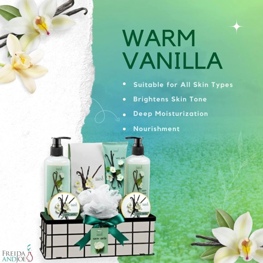 Freida and Joe Women & Men  Warm Vanilla Spa Bath & Body Gift Basket  Luxurious Set