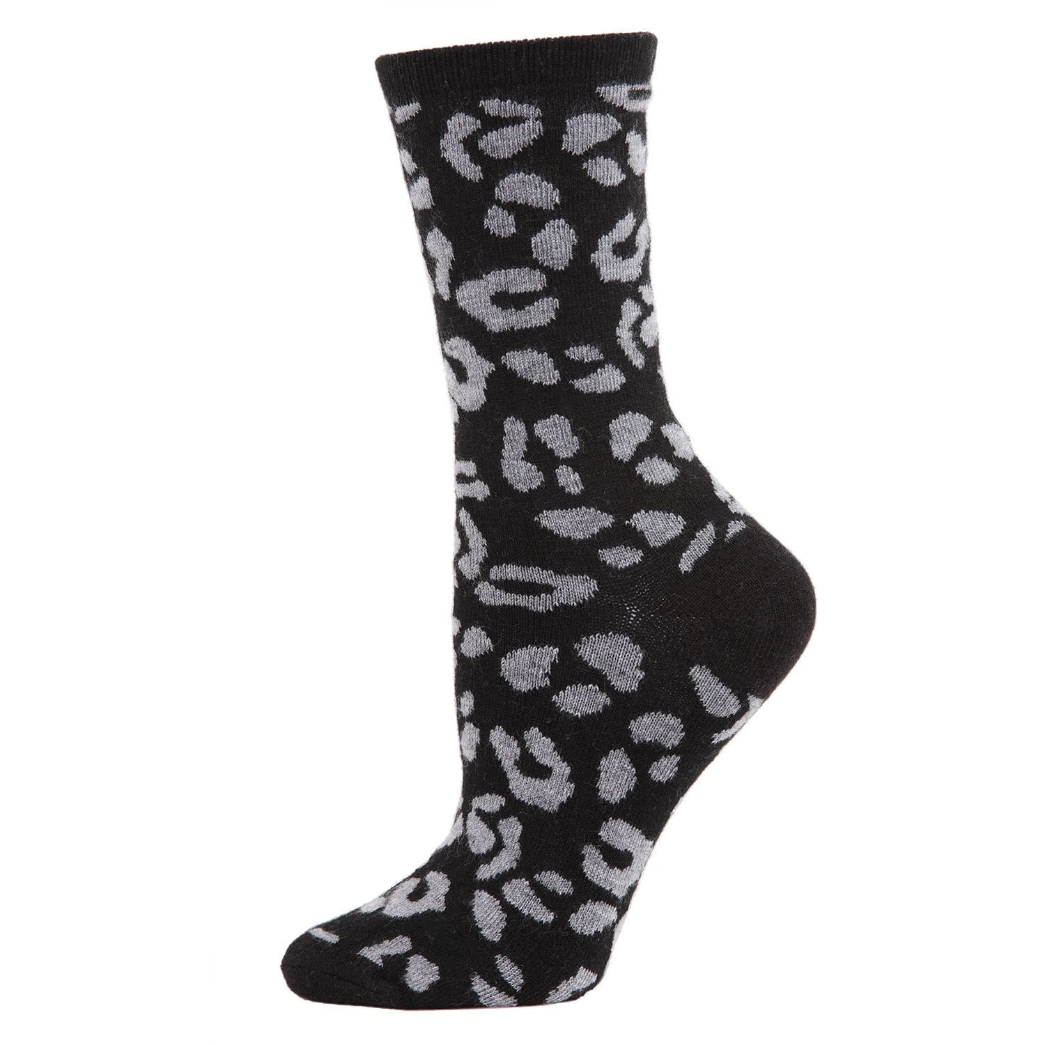 MeMoi Women's Soft Leopard Animal Print Cashmere Blend Crew Socks