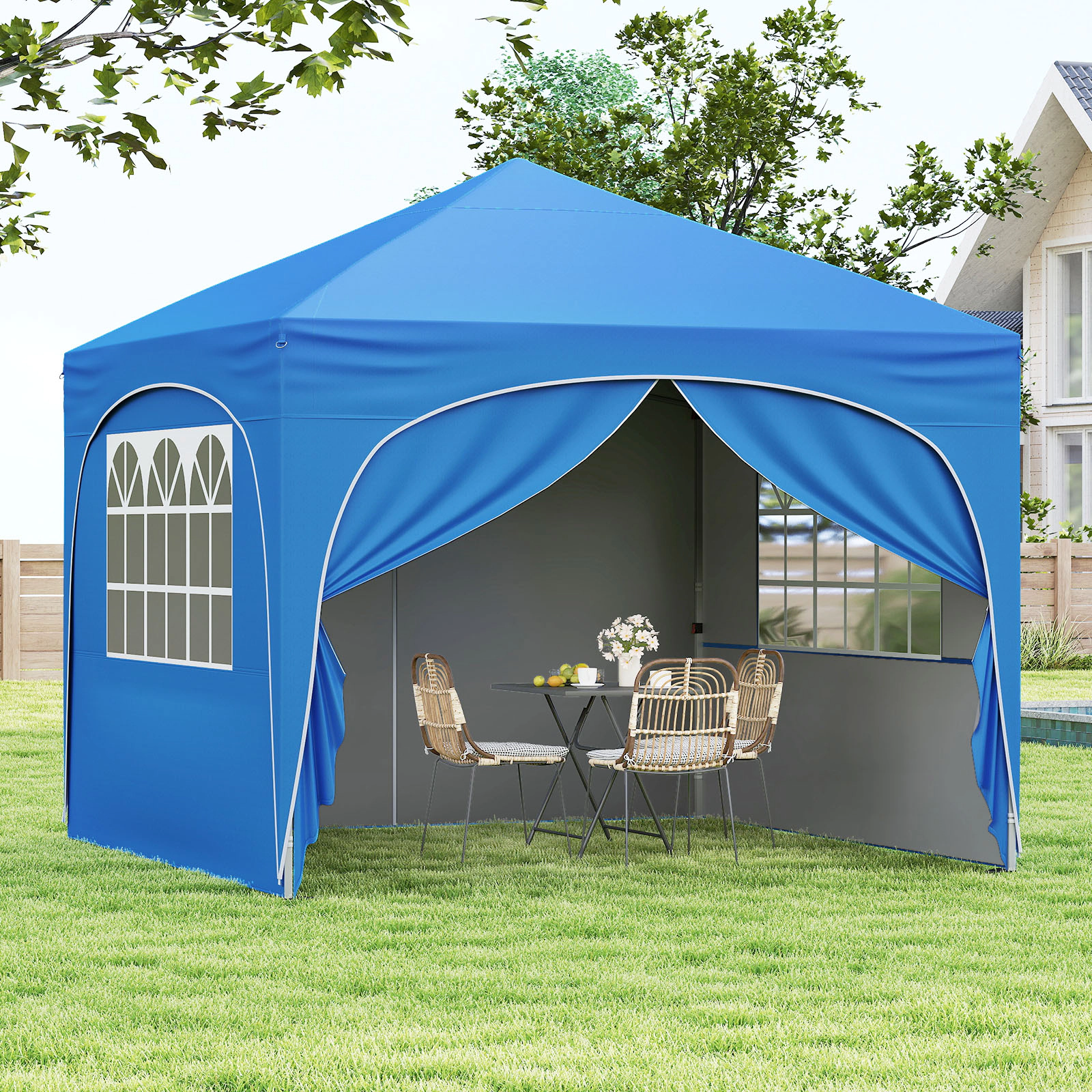 LJG 10 x FT Pop up Canopy Tent with 4 Removable Sidewall