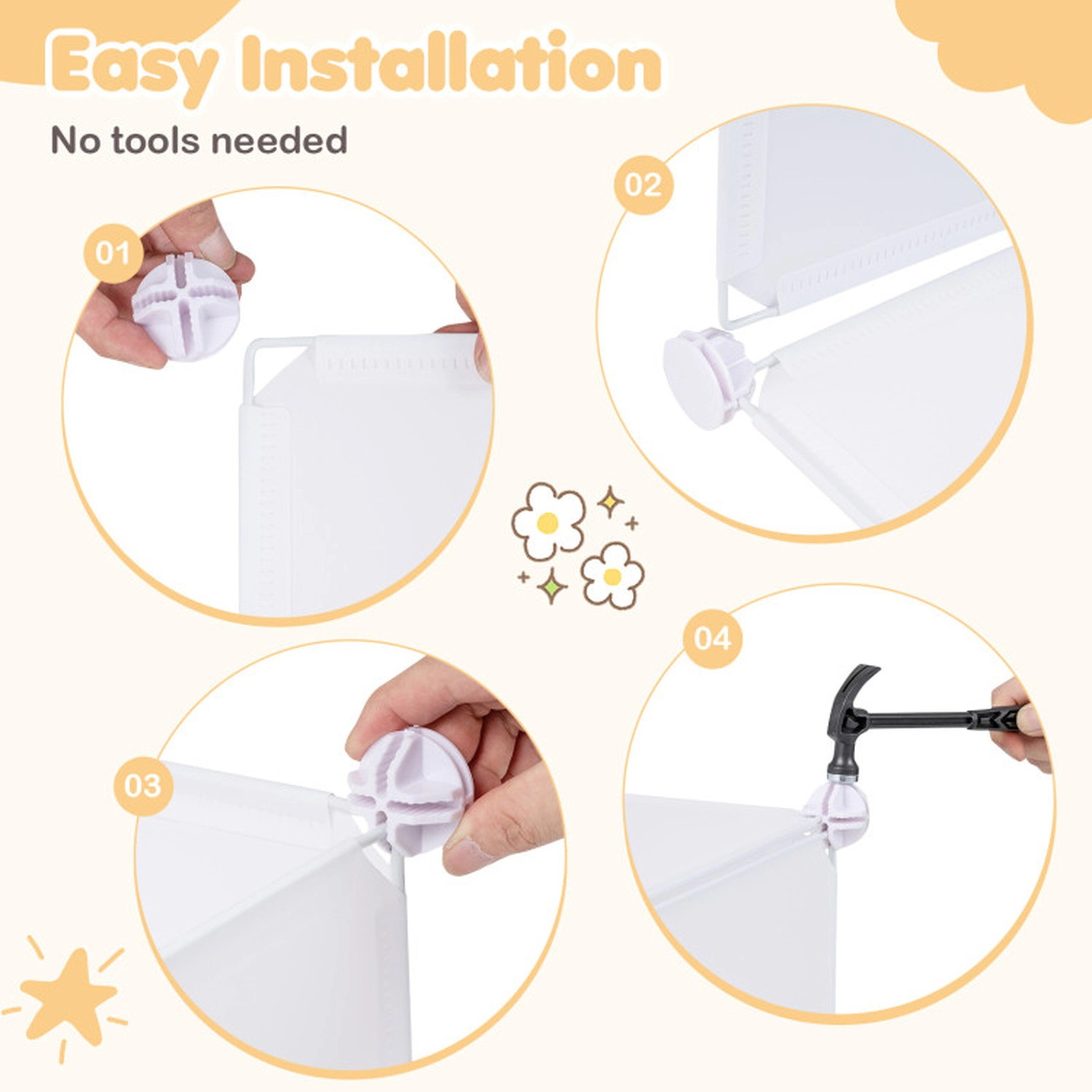 SUGIFT Modular Baby Wardrobe Toy Organizer with 10 Cubes Hanging Rod and Shelves 6.5-lb Cube Capacity Stackable White