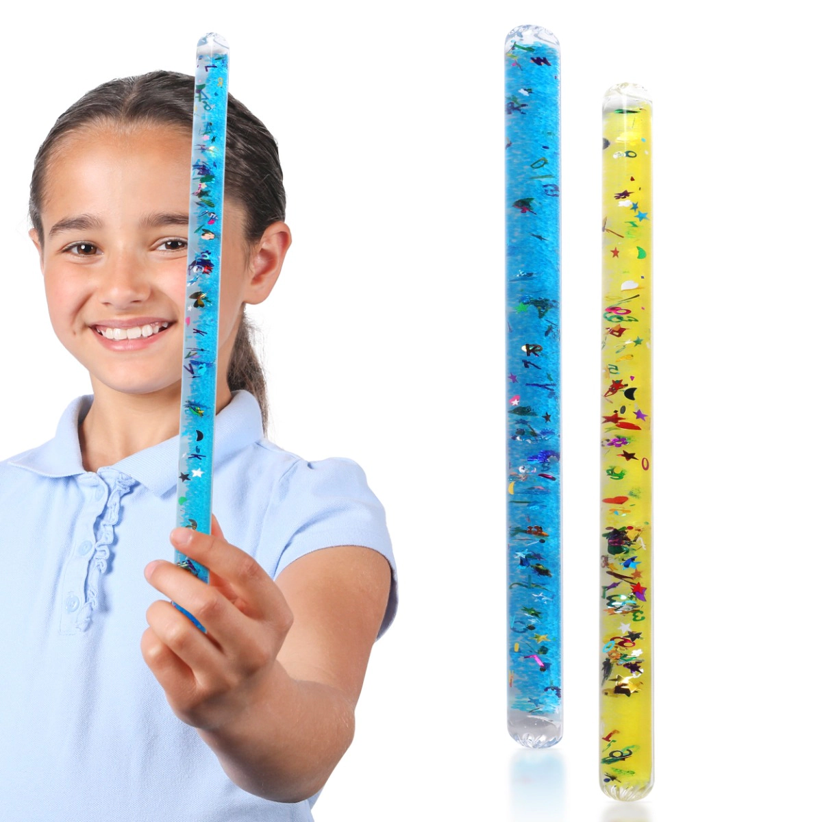 Playlearn Unisex 2 Colors Sensory Glitter Wand Toy