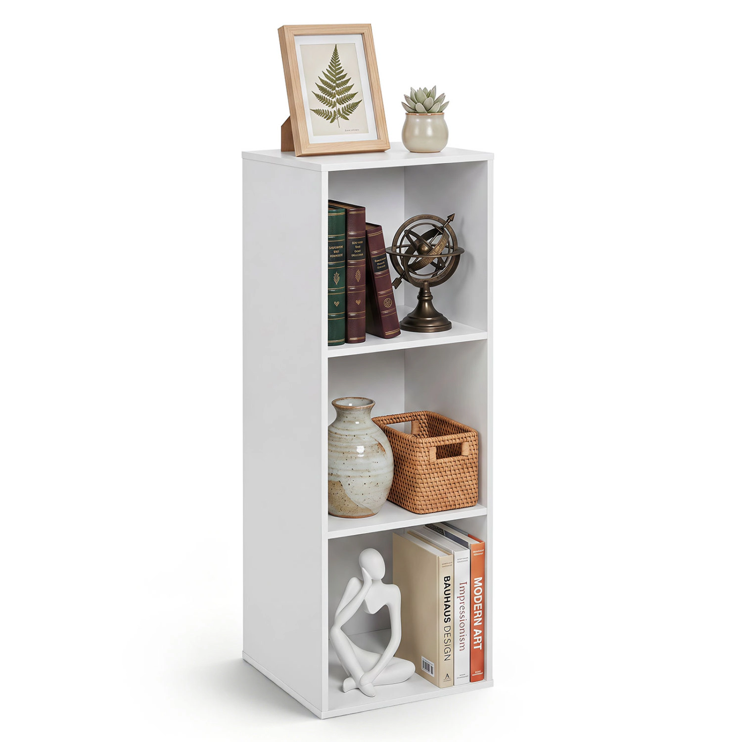 LJG 3-Cube Bookcase with 2 Anti-Tipping Kits and Cubby Storage Organizer for Home Office