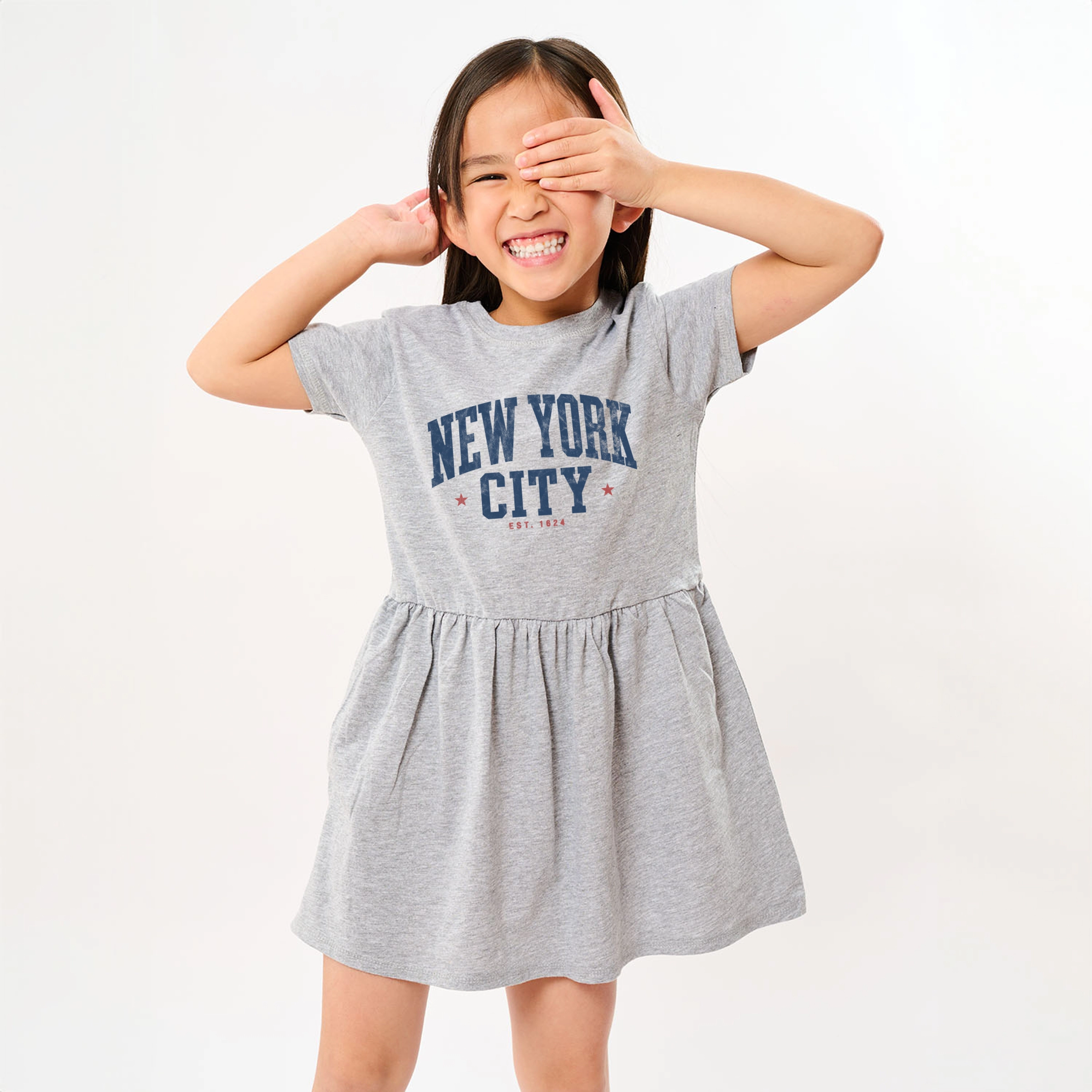 The Juniper Shop - Toddler Girl's Graphic Dress New York City Varsity Stars