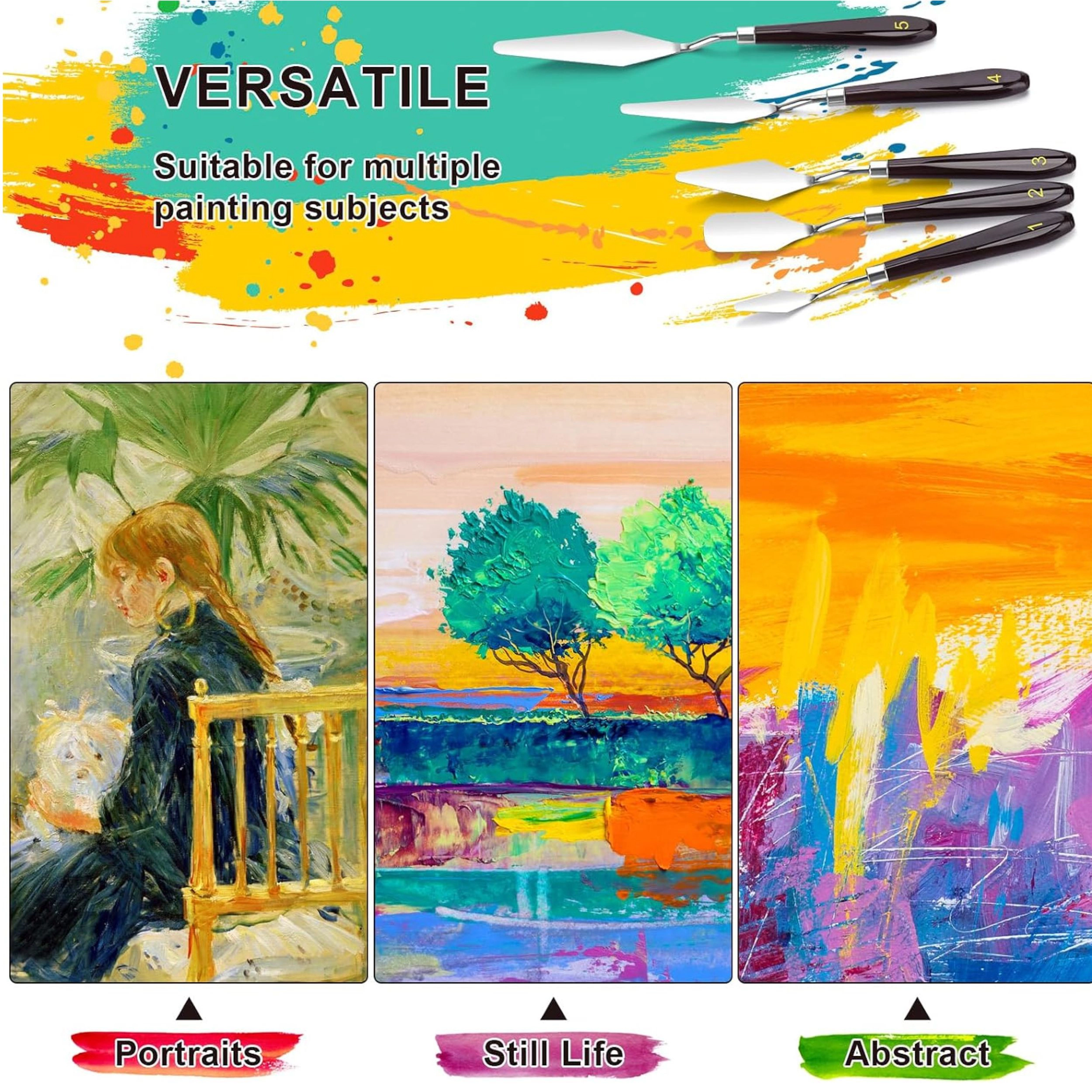 Stock Preferred Pack of 5 Stainless Steel Palette Knife Set for Oil Acrylic Painting and Mixing