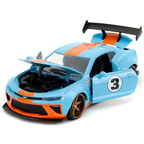 Jada 2016 Chevrolet Camaro Widebody #3 Light Blue with Orange Stripes "Gulf Oil" "Wide Body" Series 1/24