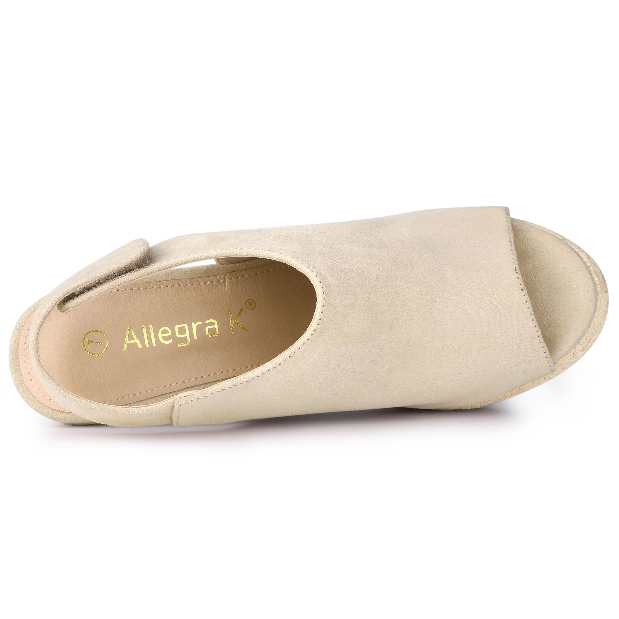 BLISSFUL STEP Women's Faux Suede Platform Slingback Espadrille Wedge Sandals