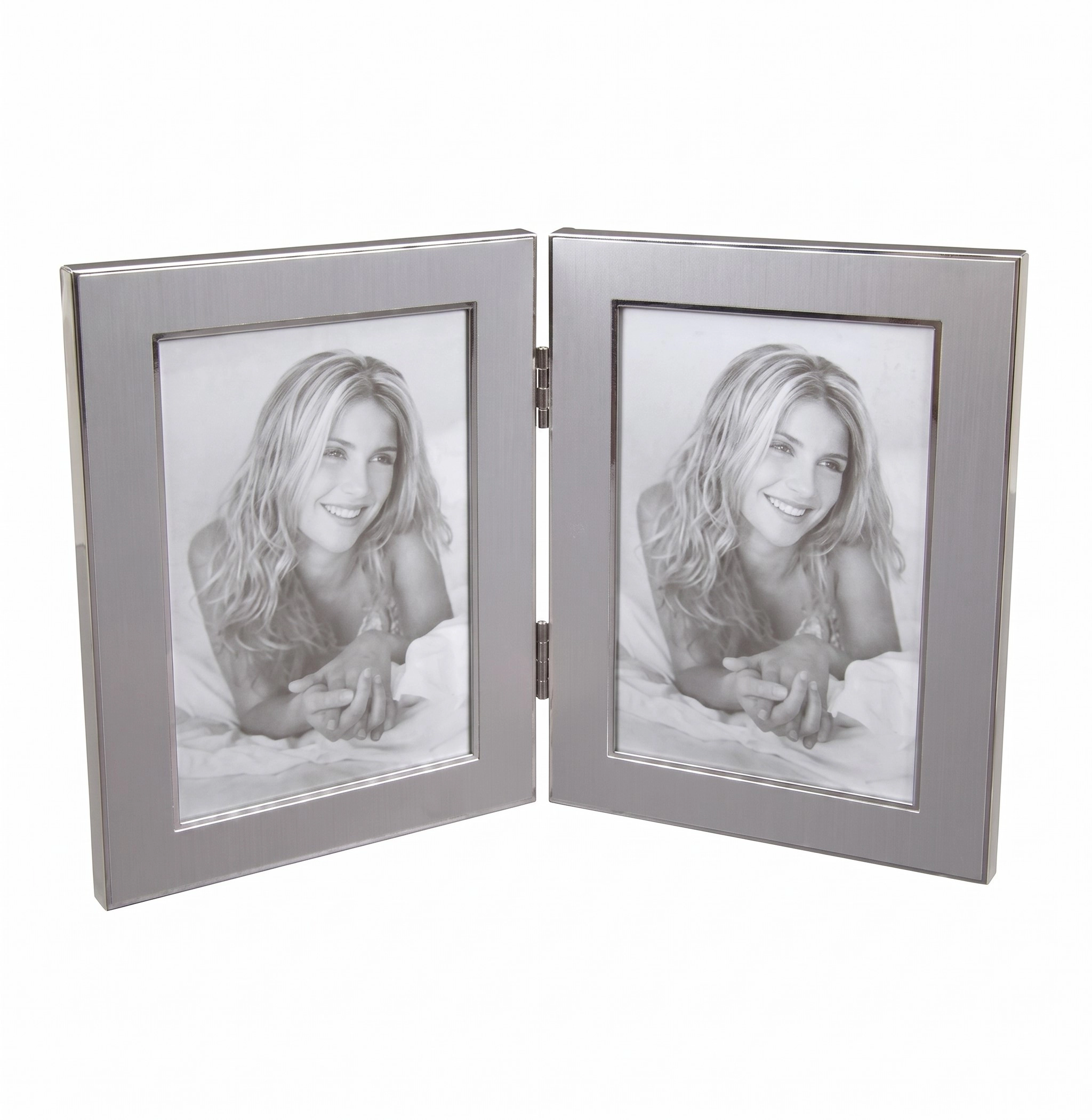 Jiallo Elegant Silver Plated Hinged Double Photo Frame