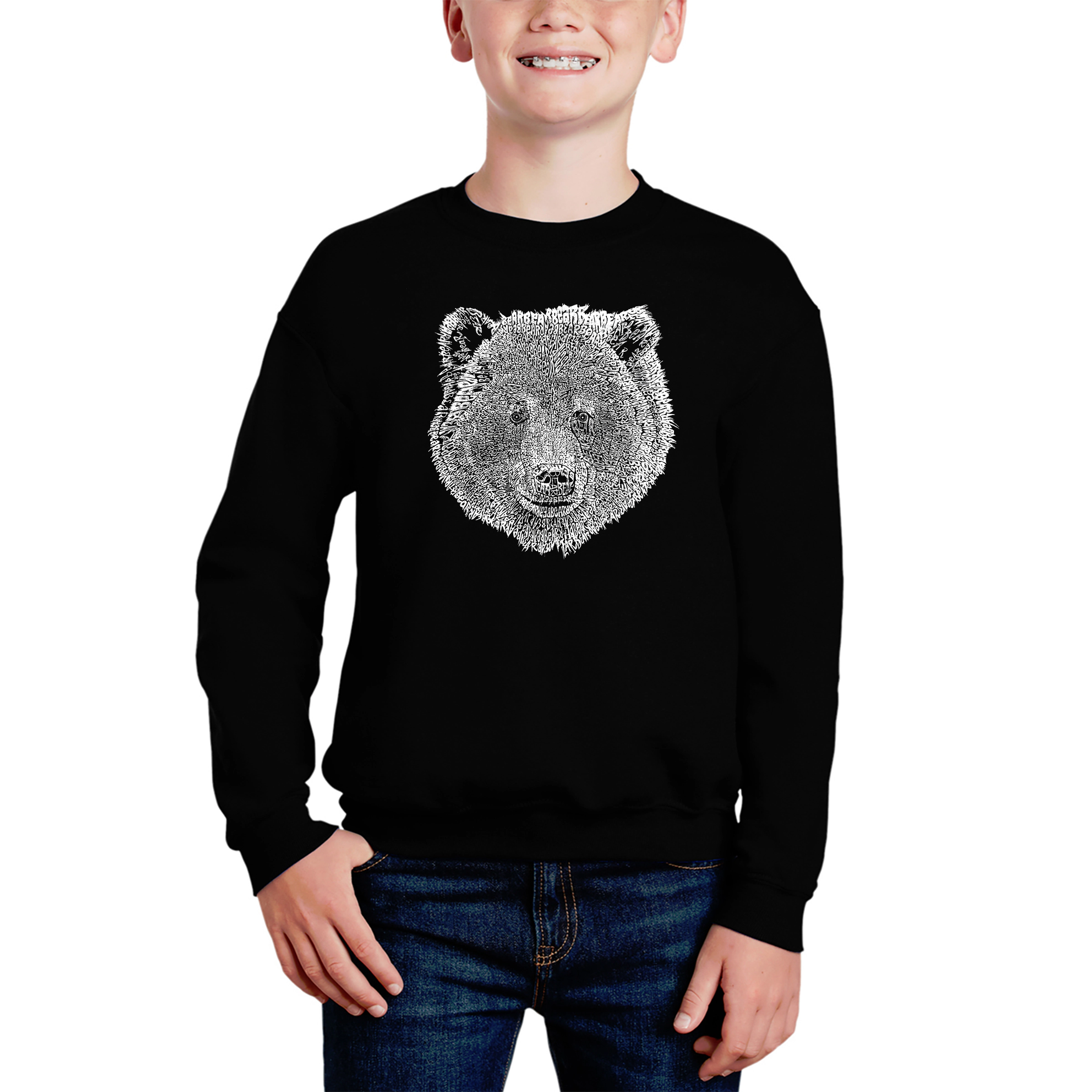LA Pop Art Boy's Word Sweatshirt - Bear Face