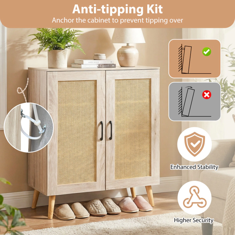 Hivvago 5-Tier Rattan Shoe Cabinewith 3 Removable Shelves