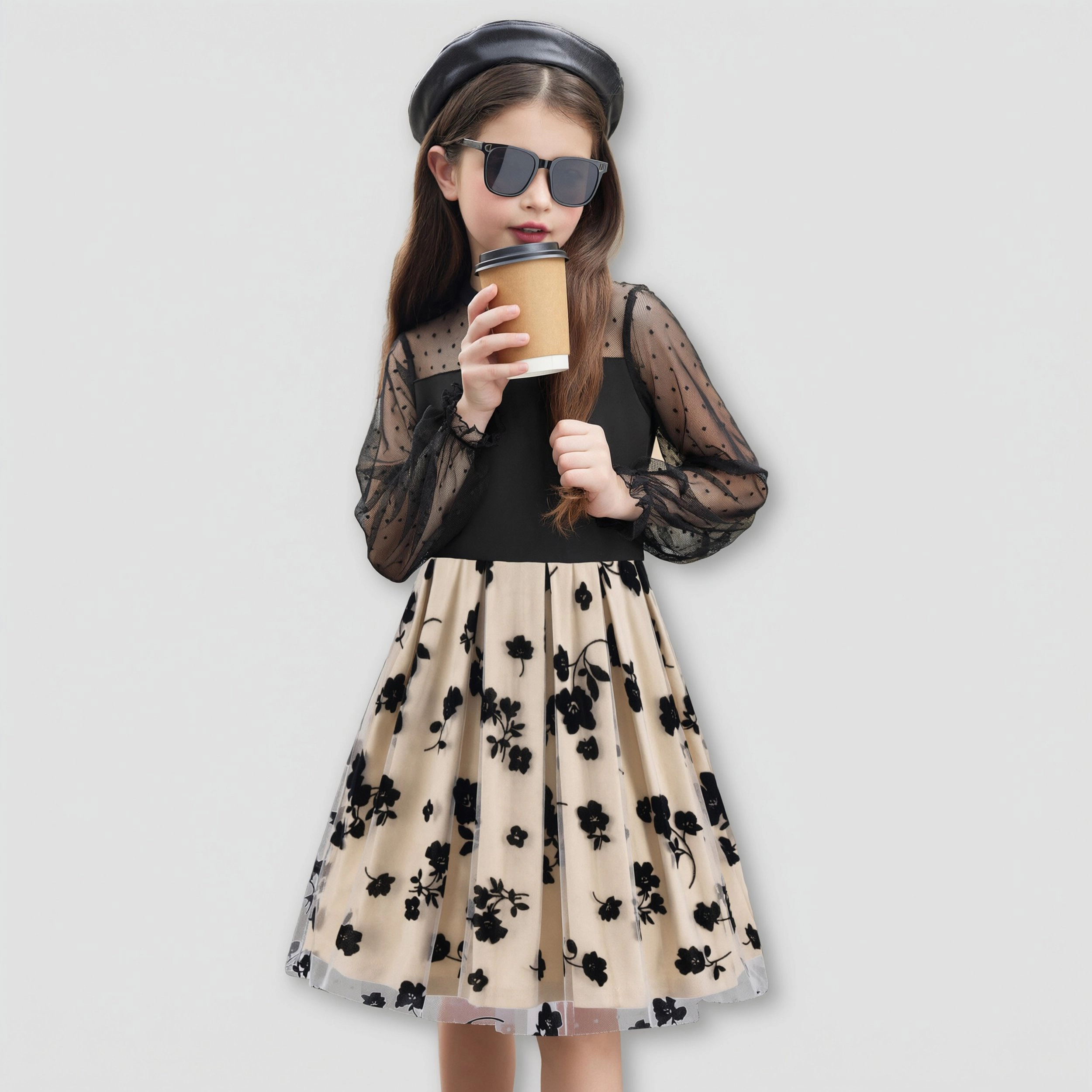 Arshiner Summer Dresses For Teen Girls Spring Long Sleeve Casual Easter Tulle Fairy Dress