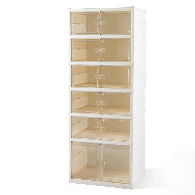 Hivvago Foldable Shoe Rack Organizer 12-Pair 6-Tier Collapsible Shoe Cabinet